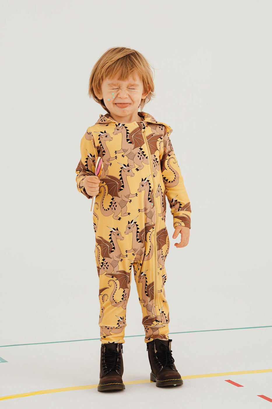 Βρεφικό Ολόσωμο Φορμάκι με Φερμουάρ Dragon Yellow