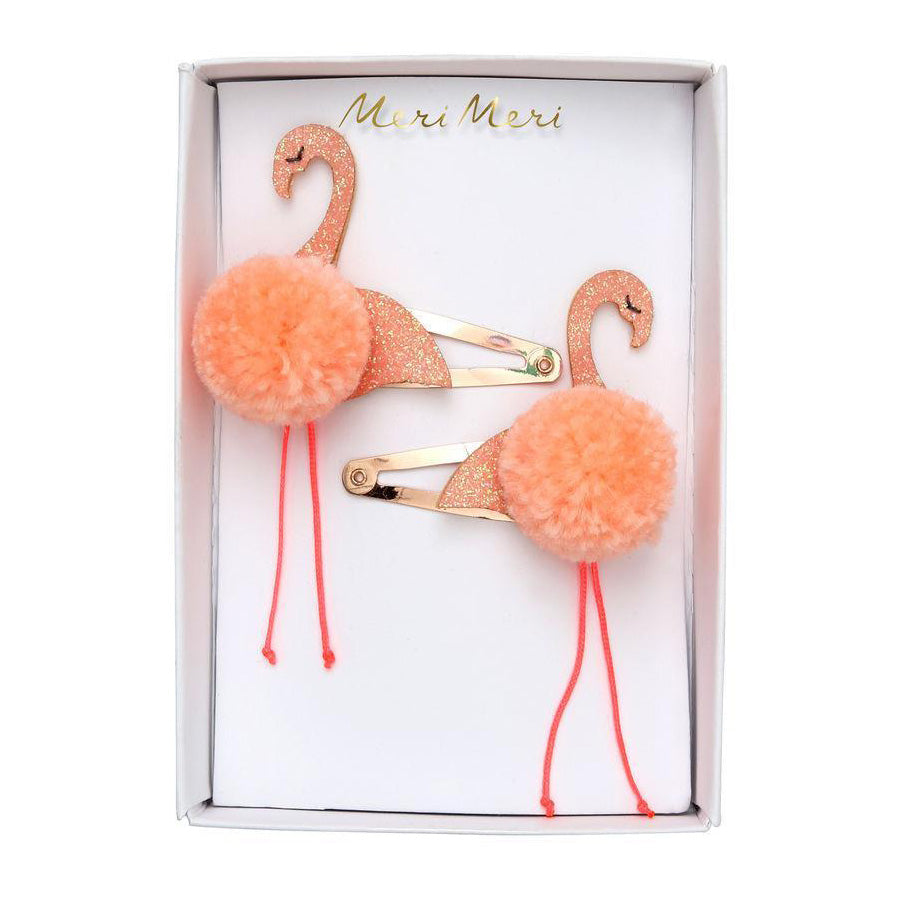 Παιδικά Κοκκαλάκια Μαλλιών Flamingo με Pom Pom