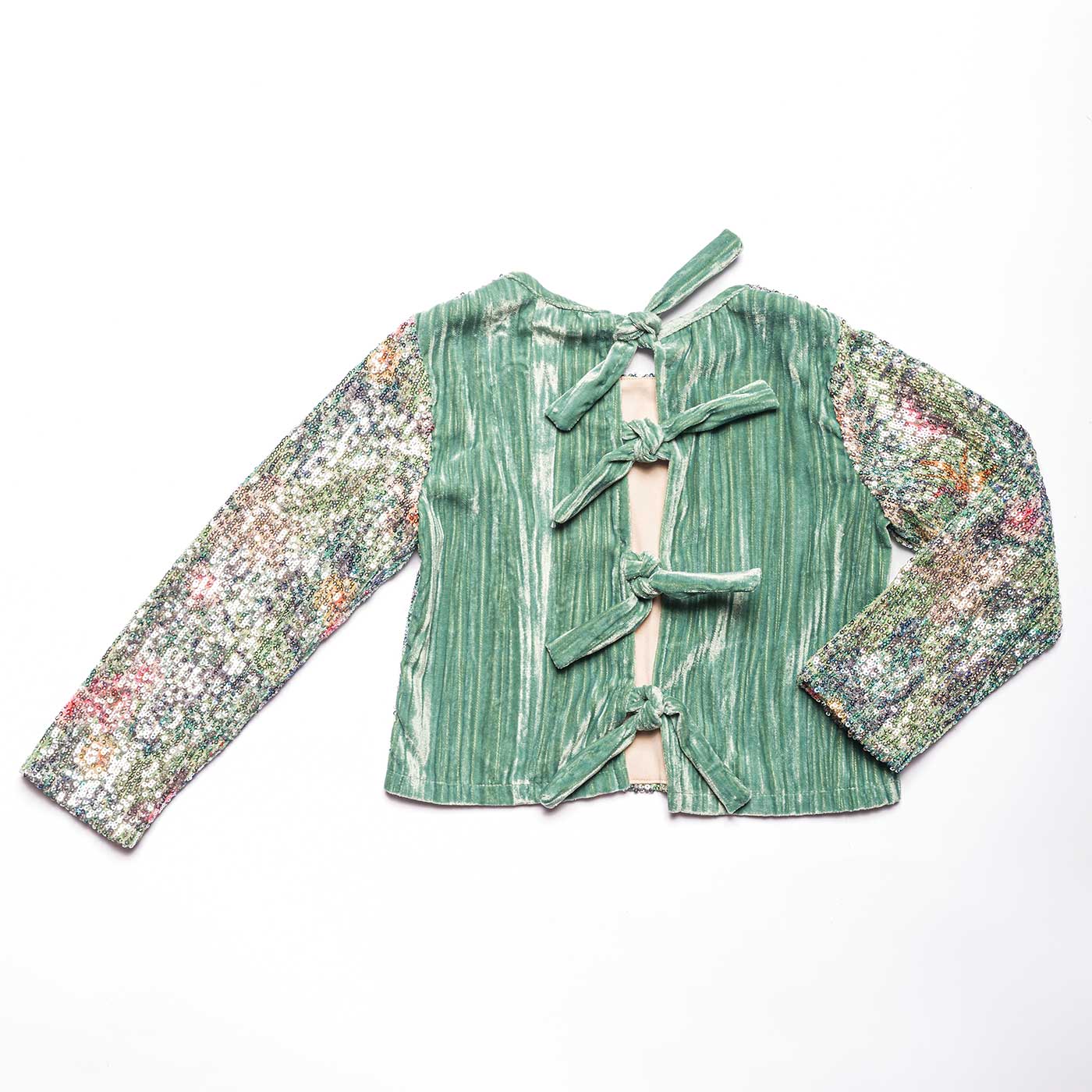 Kids Sequined Longsleeve Blouse Flowers
