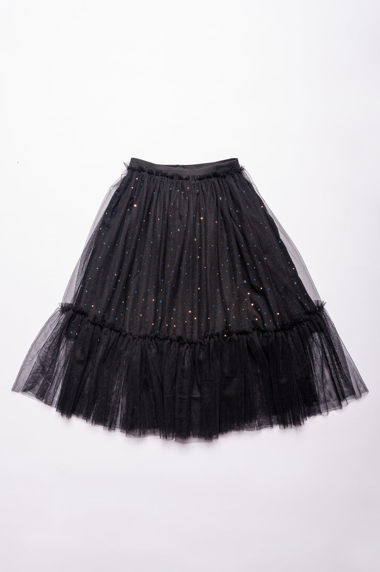 Kids Tulle Skirt with Sequins Black