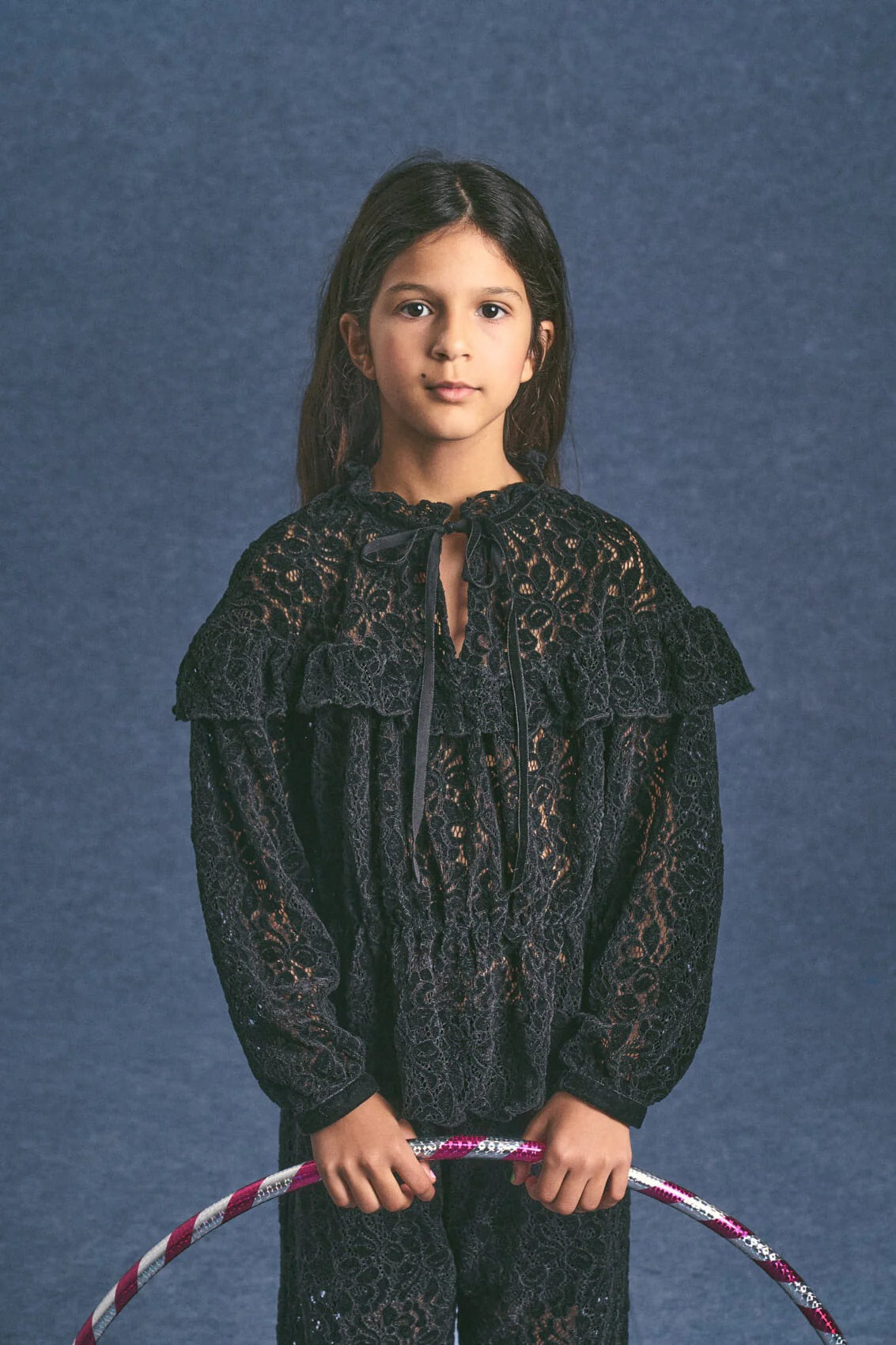 52B.25200051 # Παιδική Μακρυμάνικη Μπλούζα με Δαντέλα Chenille