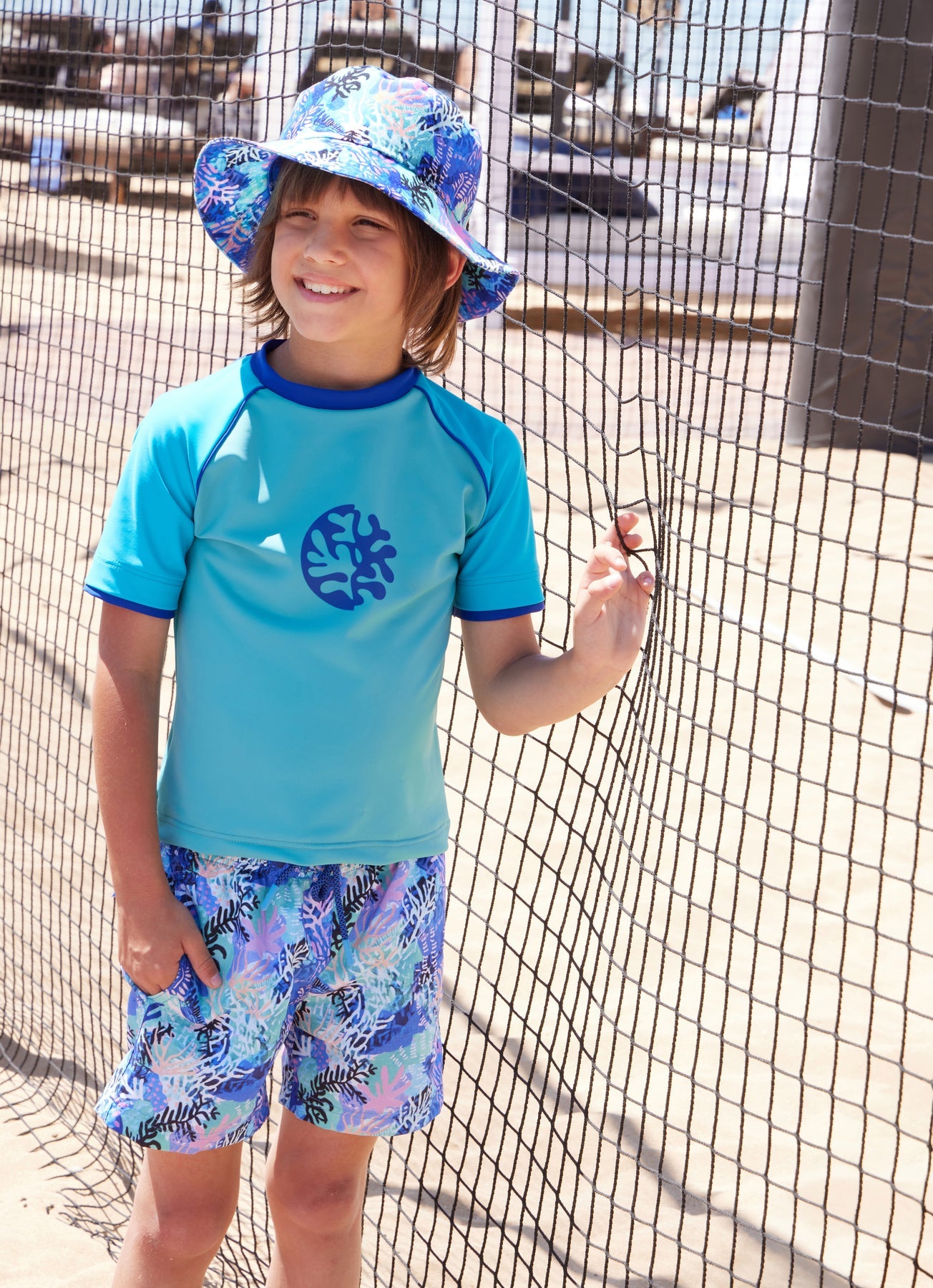 52A.S5BC501 # Kids Rashguard Corals Blue