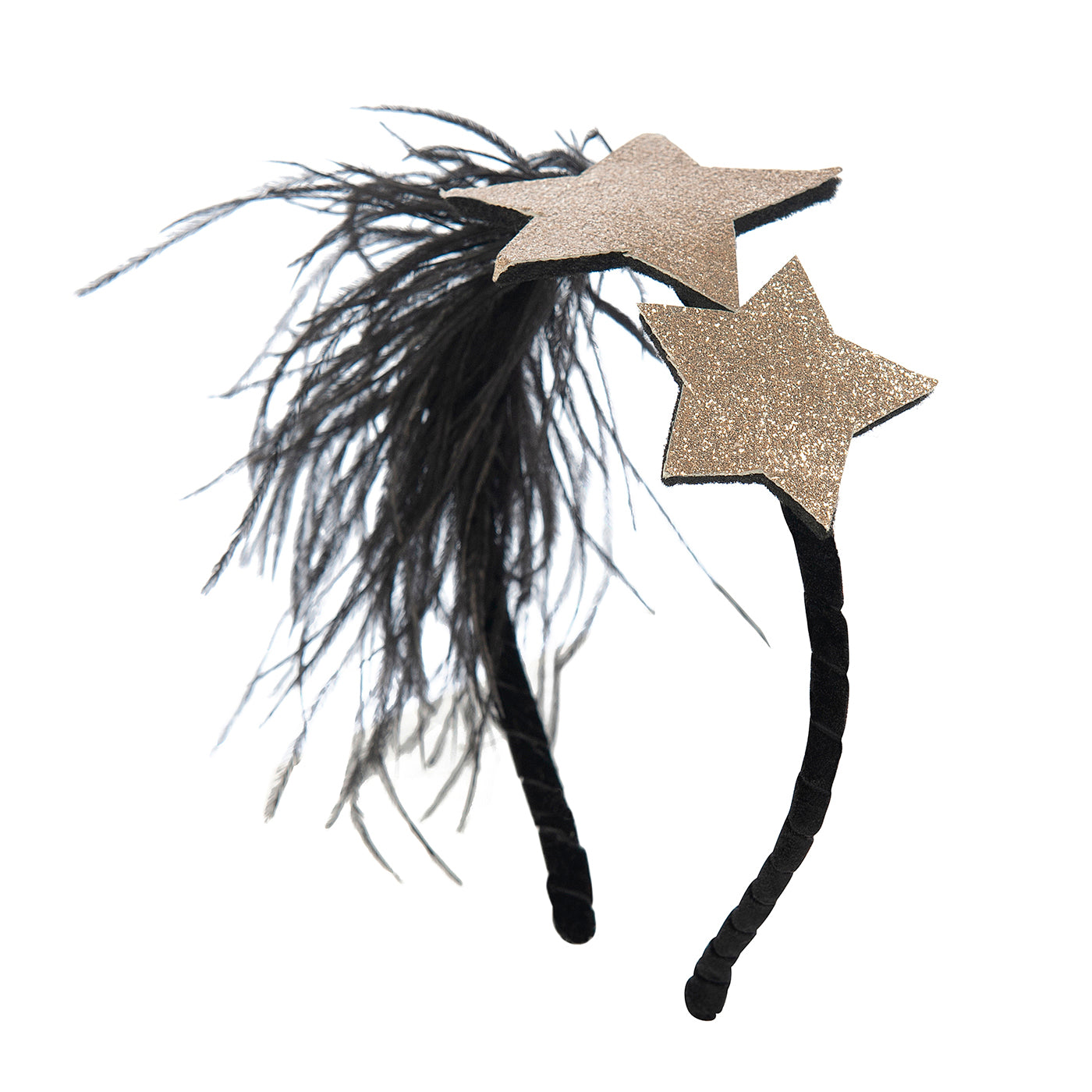 52B.xmas-head-party-black-gold-stars # Kids Headband Party Time Black Gold Stars