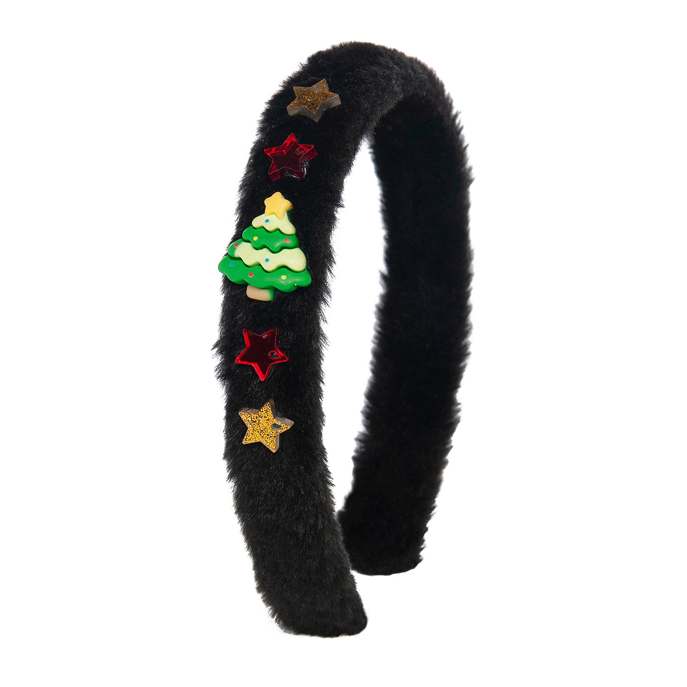 52B.xmas-head-slim-fur-black # Παιδική Γούνινη Στέκα Μαλλιών Xmas Tree