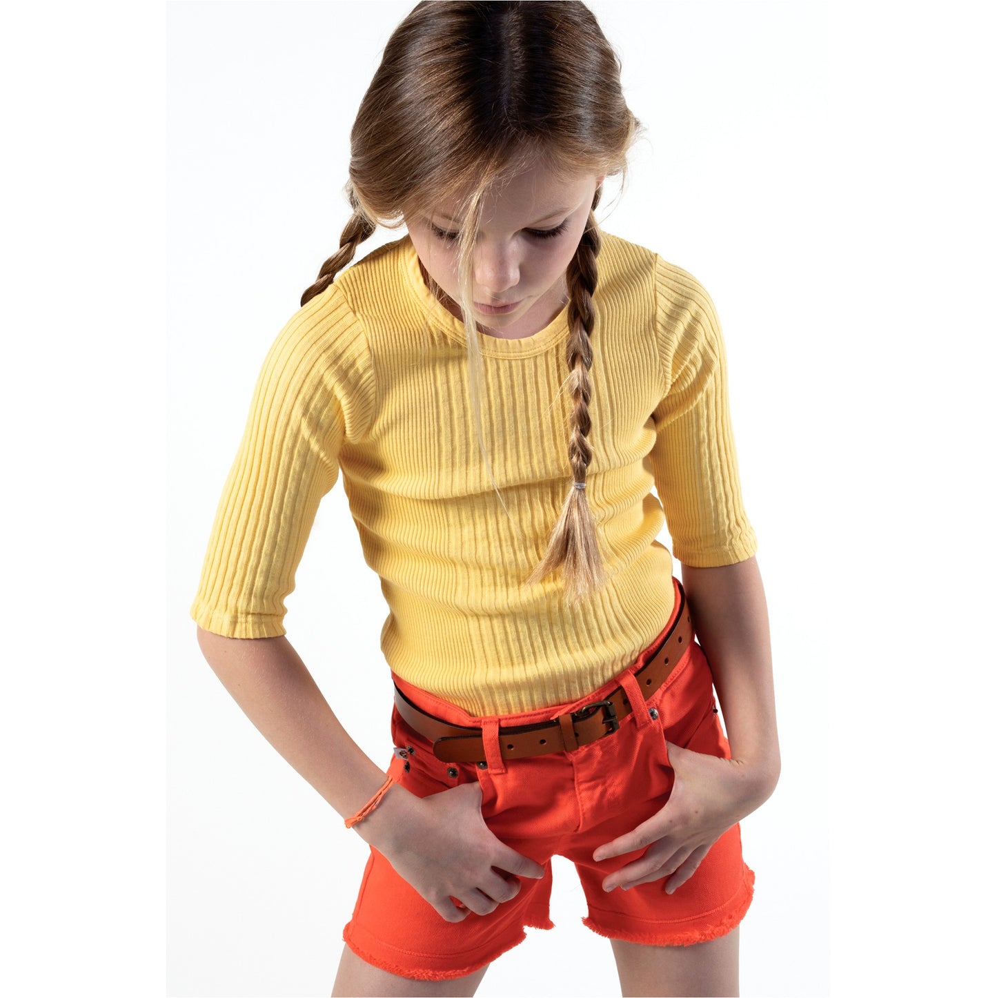 62A.PRASLIN_203_TANGERINE # Kids Denim Shorts Praslin Tangerine