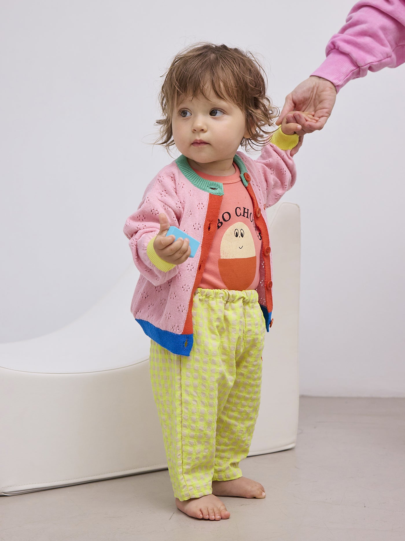 52A.B125AB090_681 # Βρεφική Ζακέτα Color Block Open Work