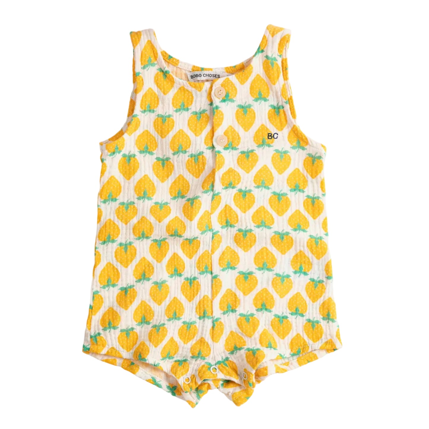 62A.B126AB161_101 # Βρεφικό Αμάνικο Φορμάκι Yellow Strawberry