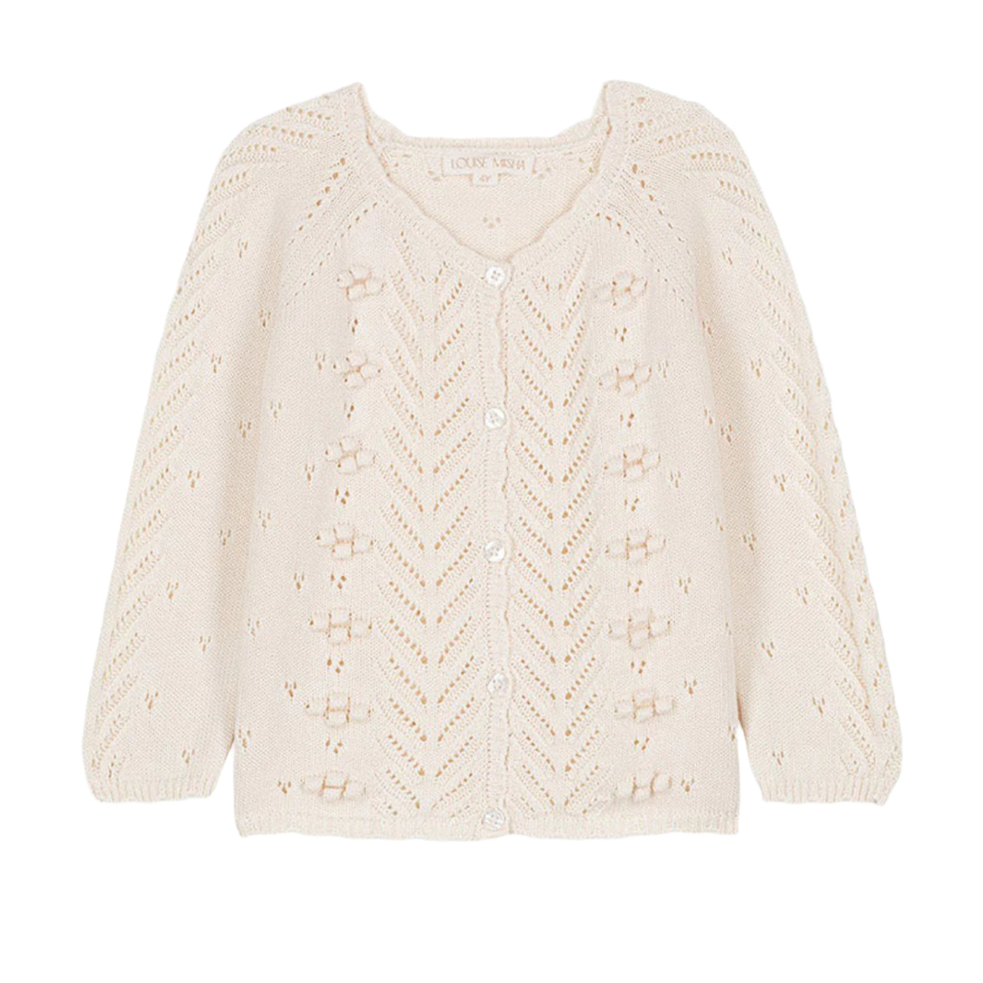 52A.GRC-S25-C0173 # Kids Cardigan Cream Challi