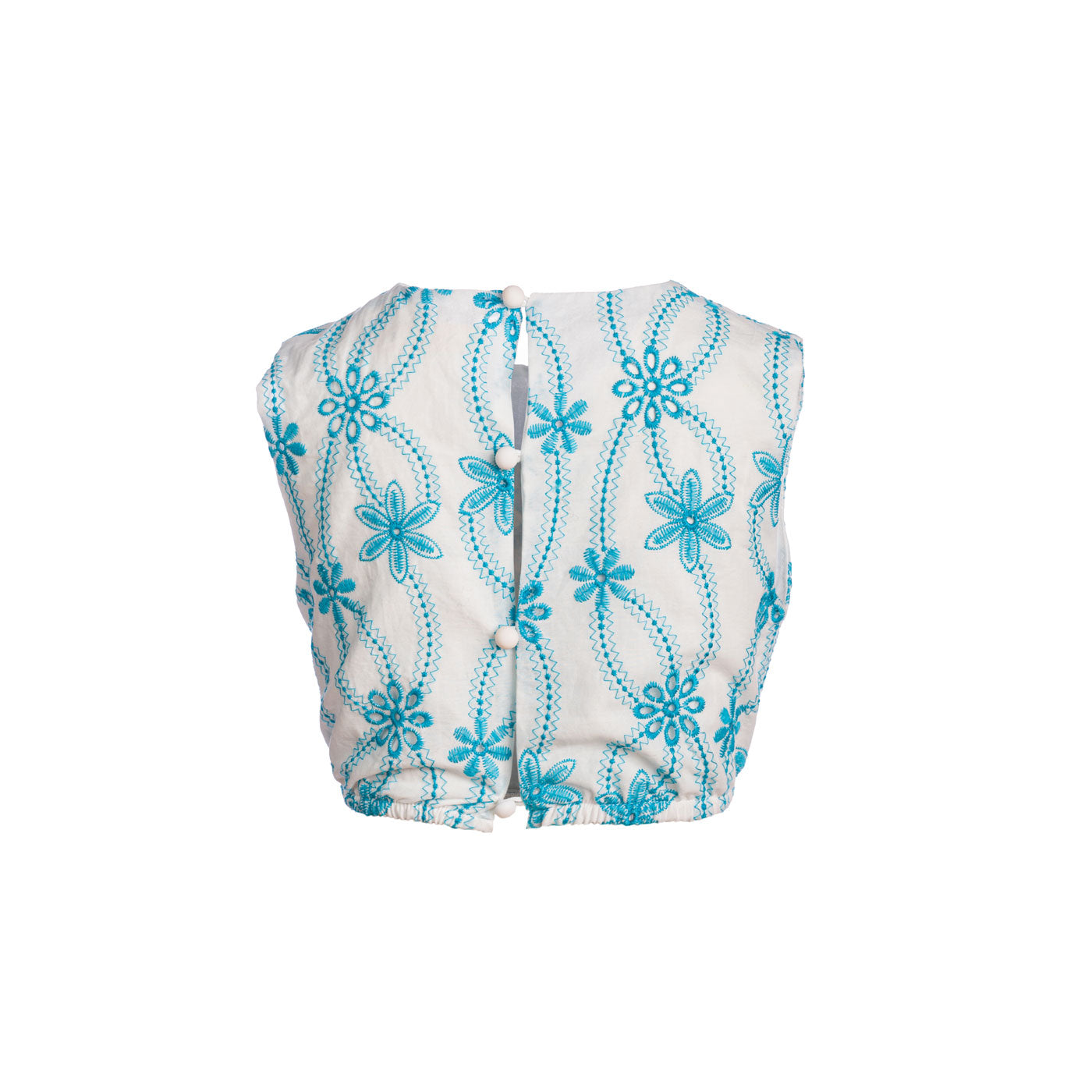 Παιδικό Κεντημένο Crop Top Γαλάζιο