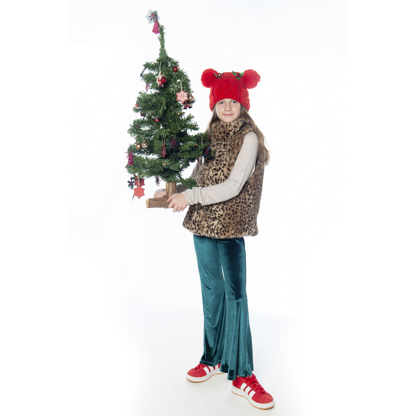 42B.Greenvlv # Kids Velvet Leggings Green