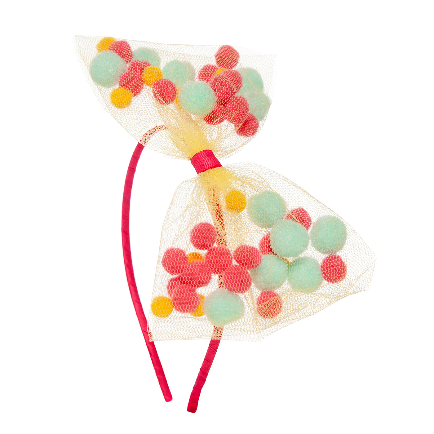Παιδική Στέκα Μαλλιών Pom-Pom Bow Yellow