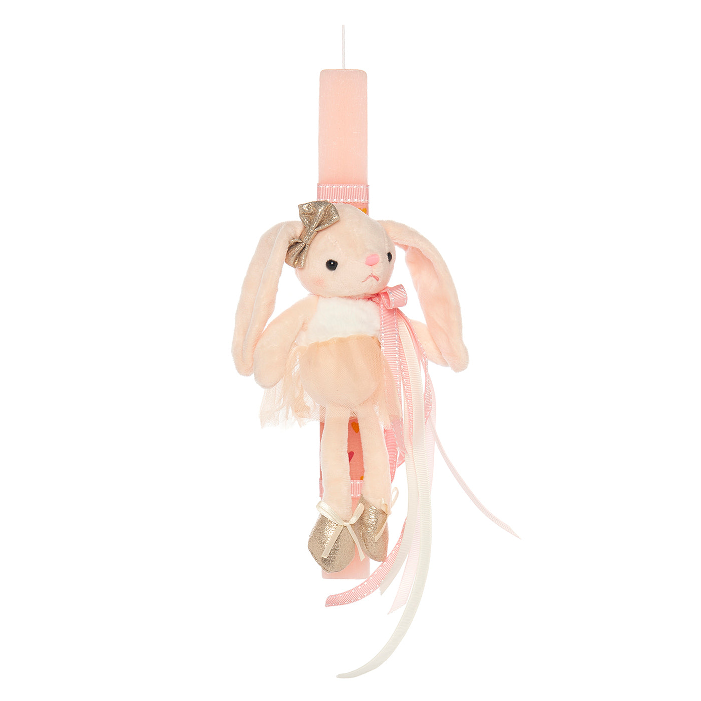 99.cand-bunny-salmon # Easter Candle with Bag Decoration Bunny Ballerina Salmon