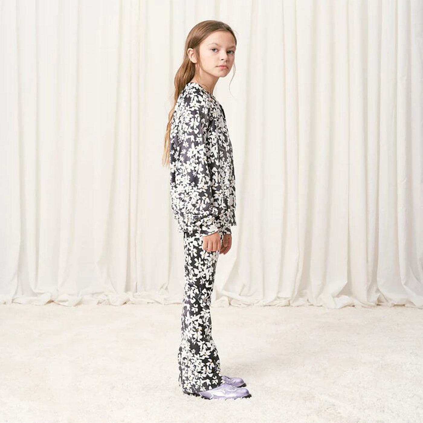 42B.24200049 # Kids Velvet Flared Leggings Daisy