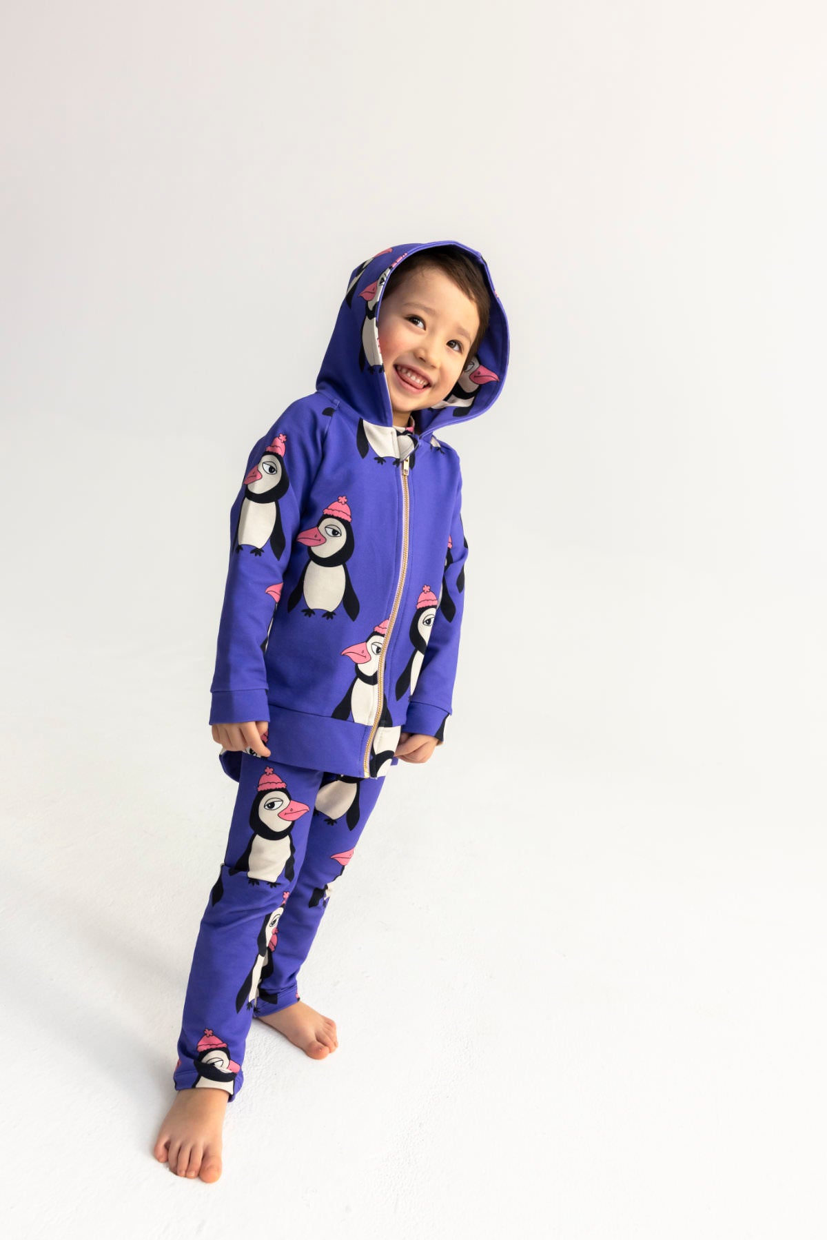 52B. PENGUIN VIOLET _HOODIE # Kid's Penguin Violet Hoodie