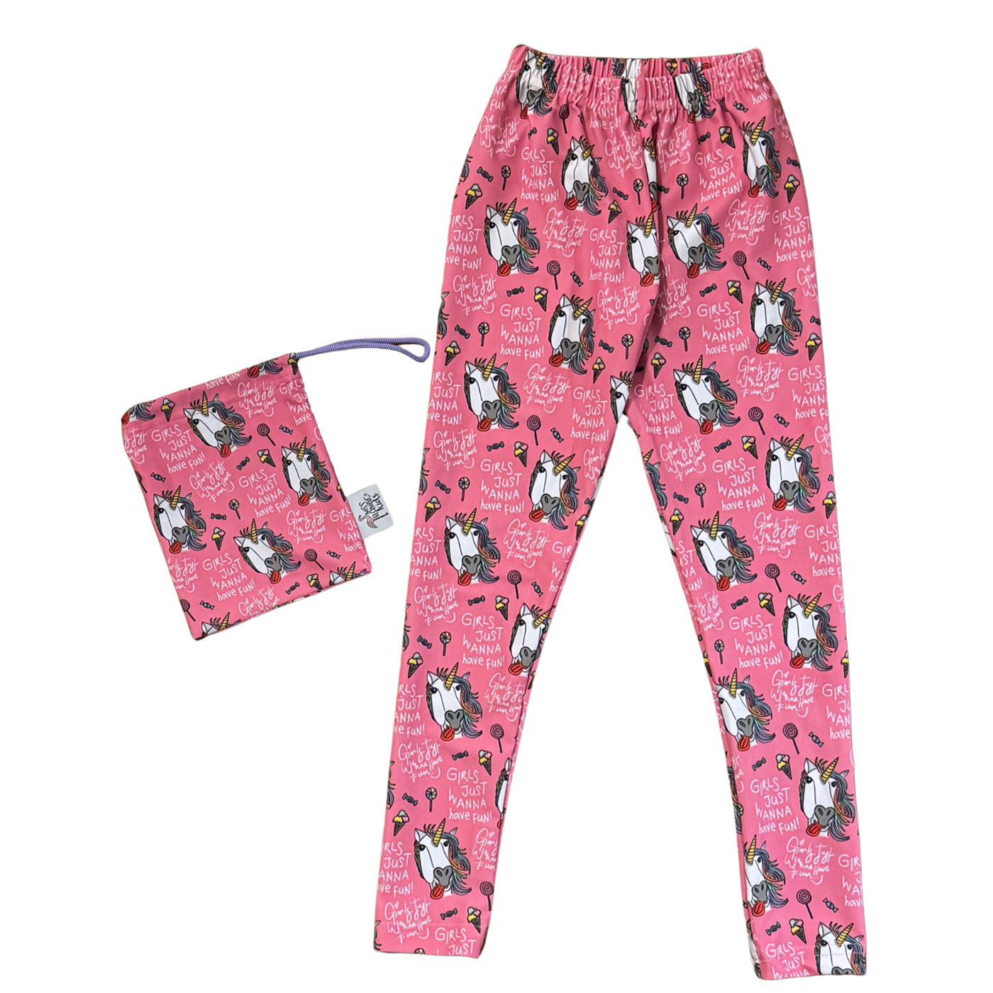 52A.mf019 # Kids Leggings Pink I Love Unicorns
