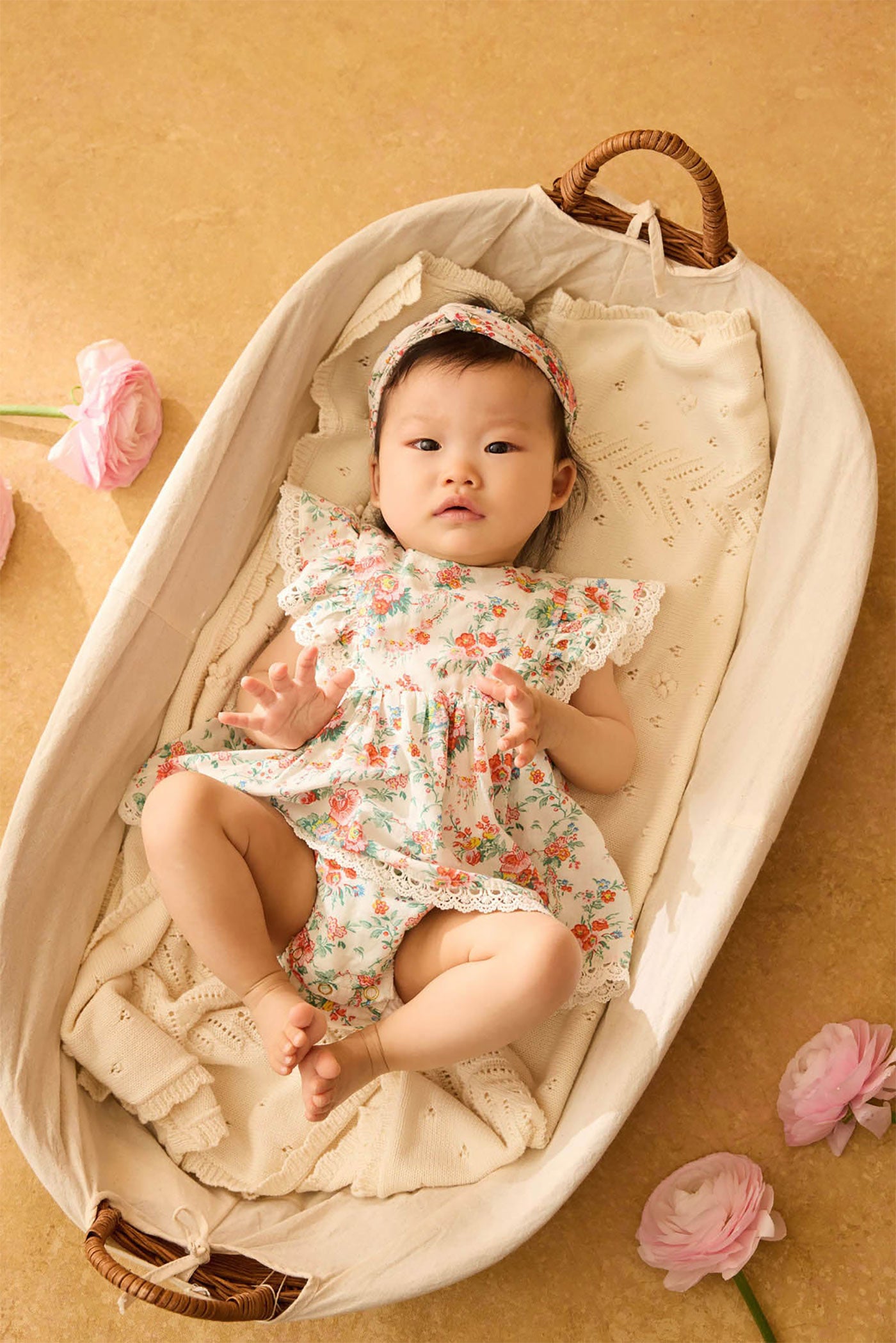 52A.FRI-S25-R0266 # Baby Bodysuit Lena Cream Rosa Festa