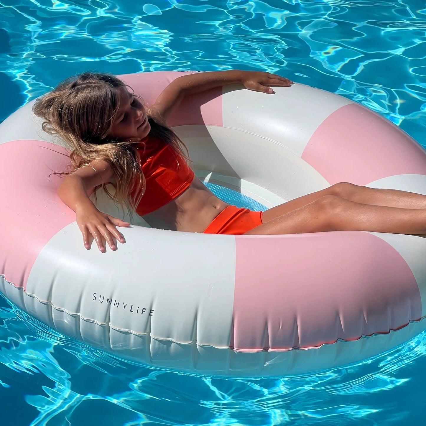 99.S51HPRGL # Inflatable Pool Ring Stole My Heart Pink Stripe