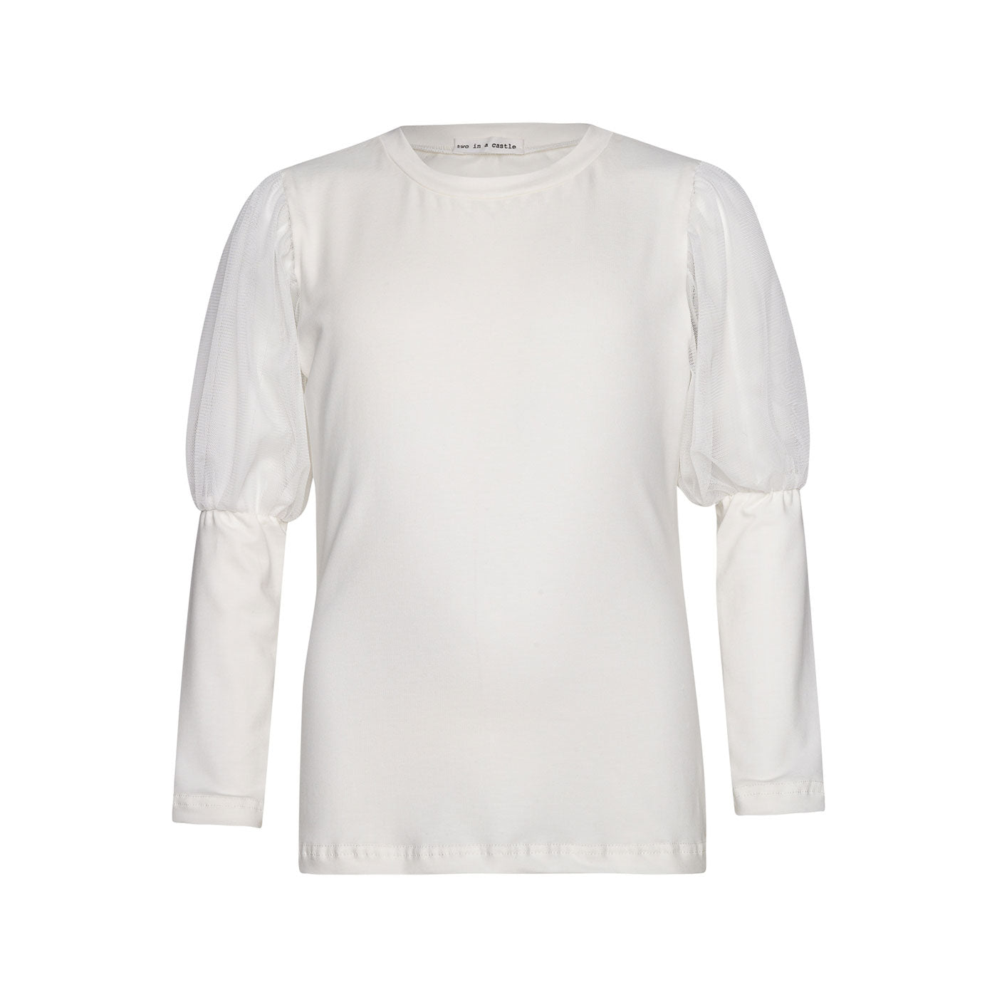 42B.T5755_OffWhite # Kids Blouse with Puffy Sleeves Offwhite