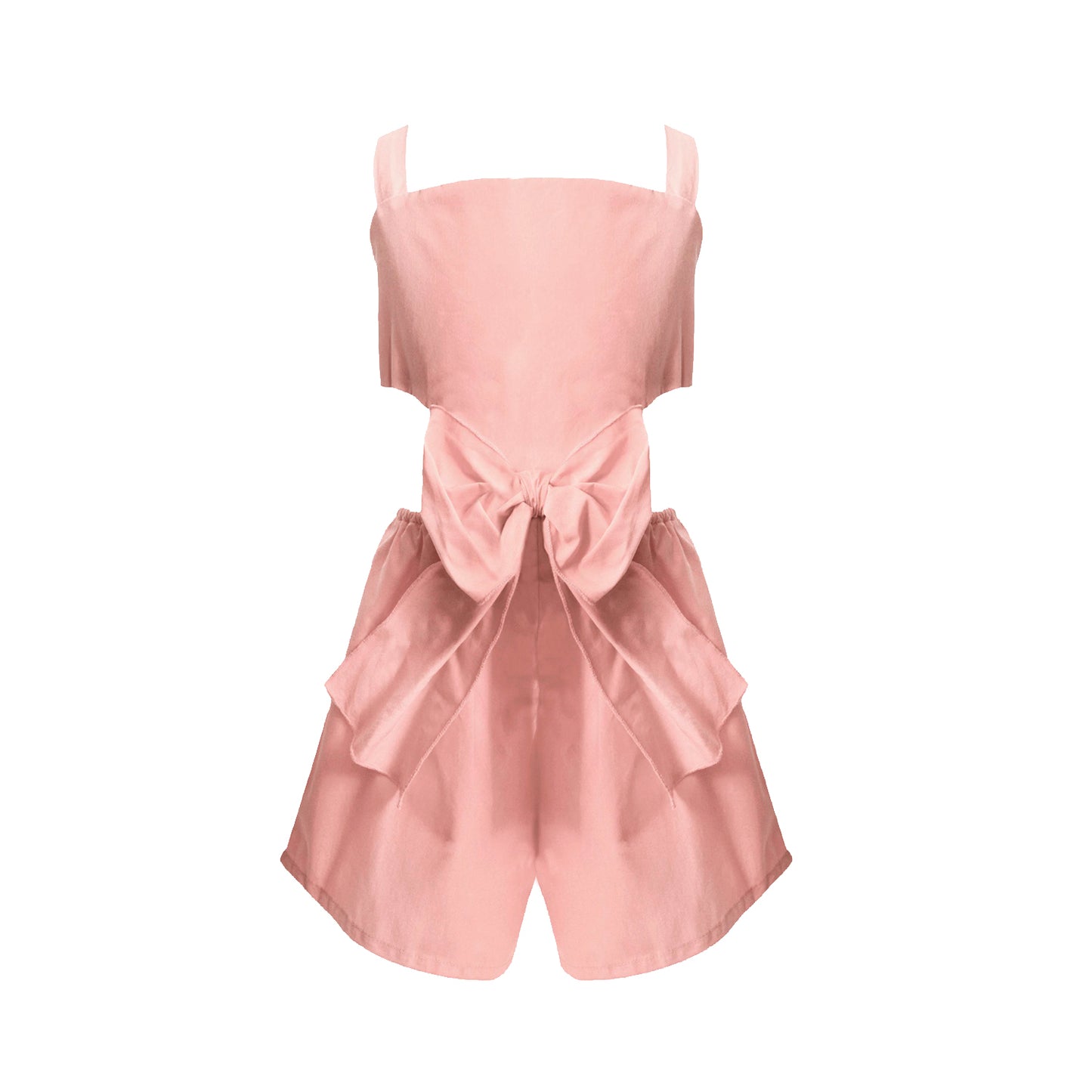 52A.T6098_PINK # Παιδική Ολόσωμη Φόρμα Σορτς με Φιόγκο Ροζ