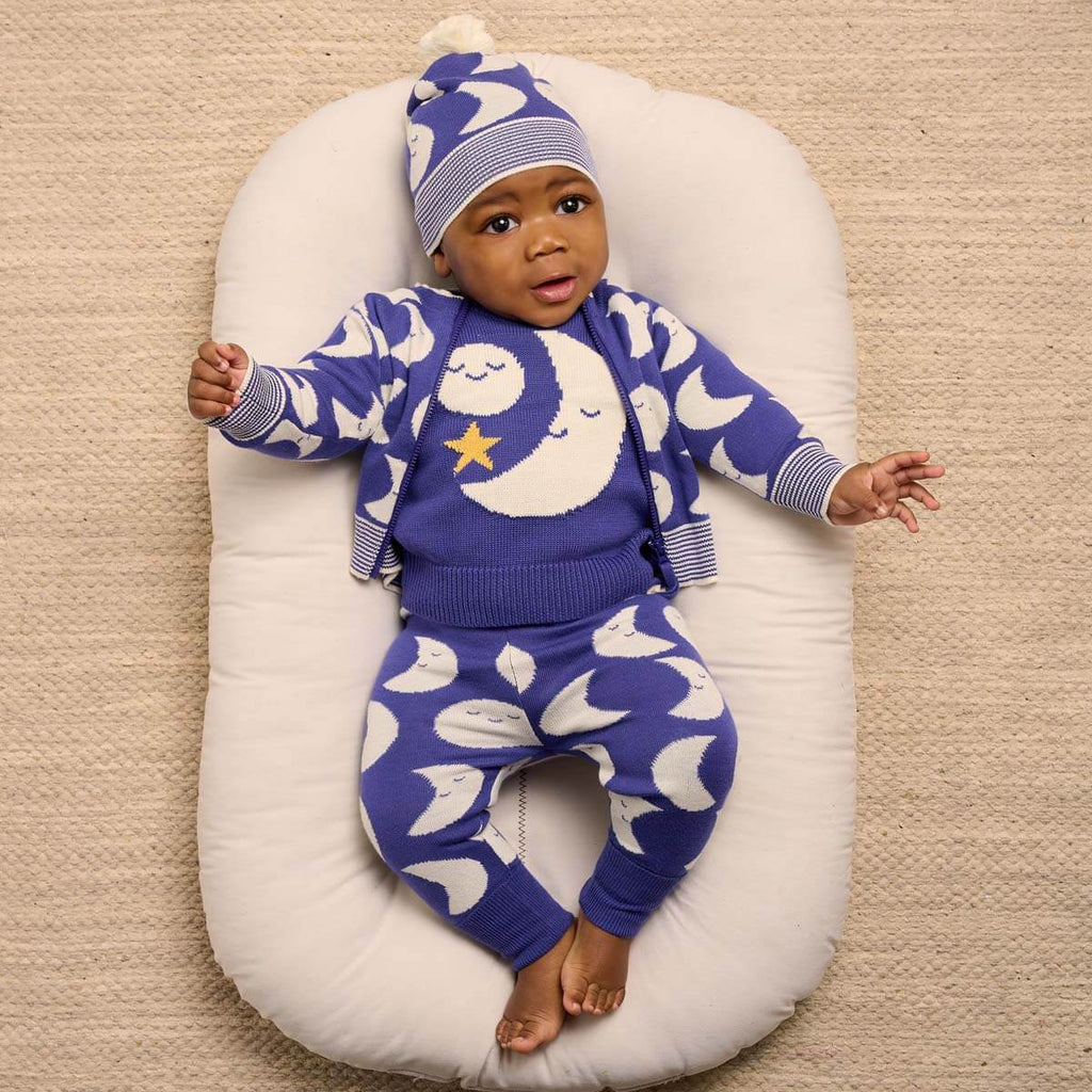 Βρεφική Πλεκτή Ζακέτα Moon Blue