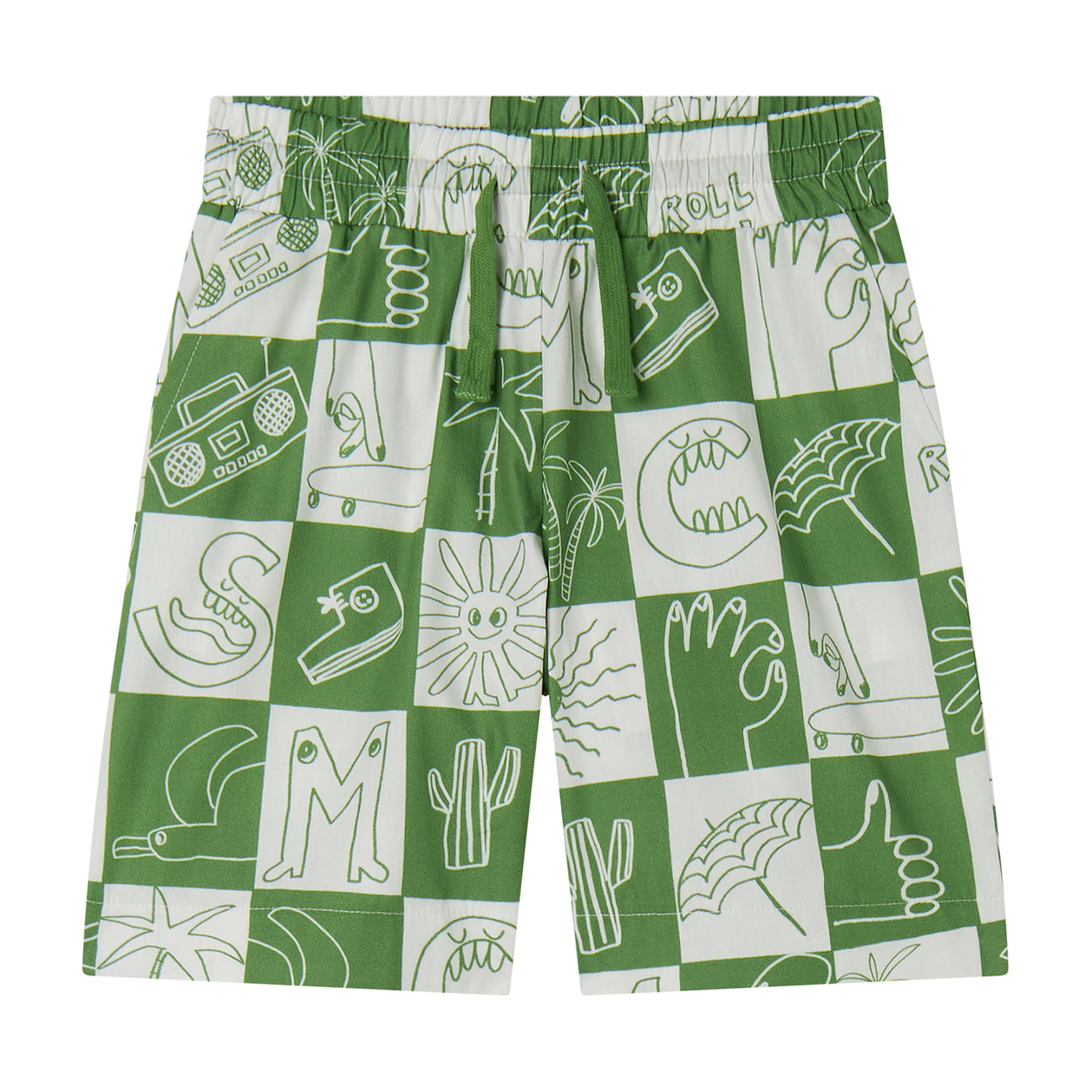 52A.TW6Q39_Z2641_101VE # Kids Shorts Squares Green