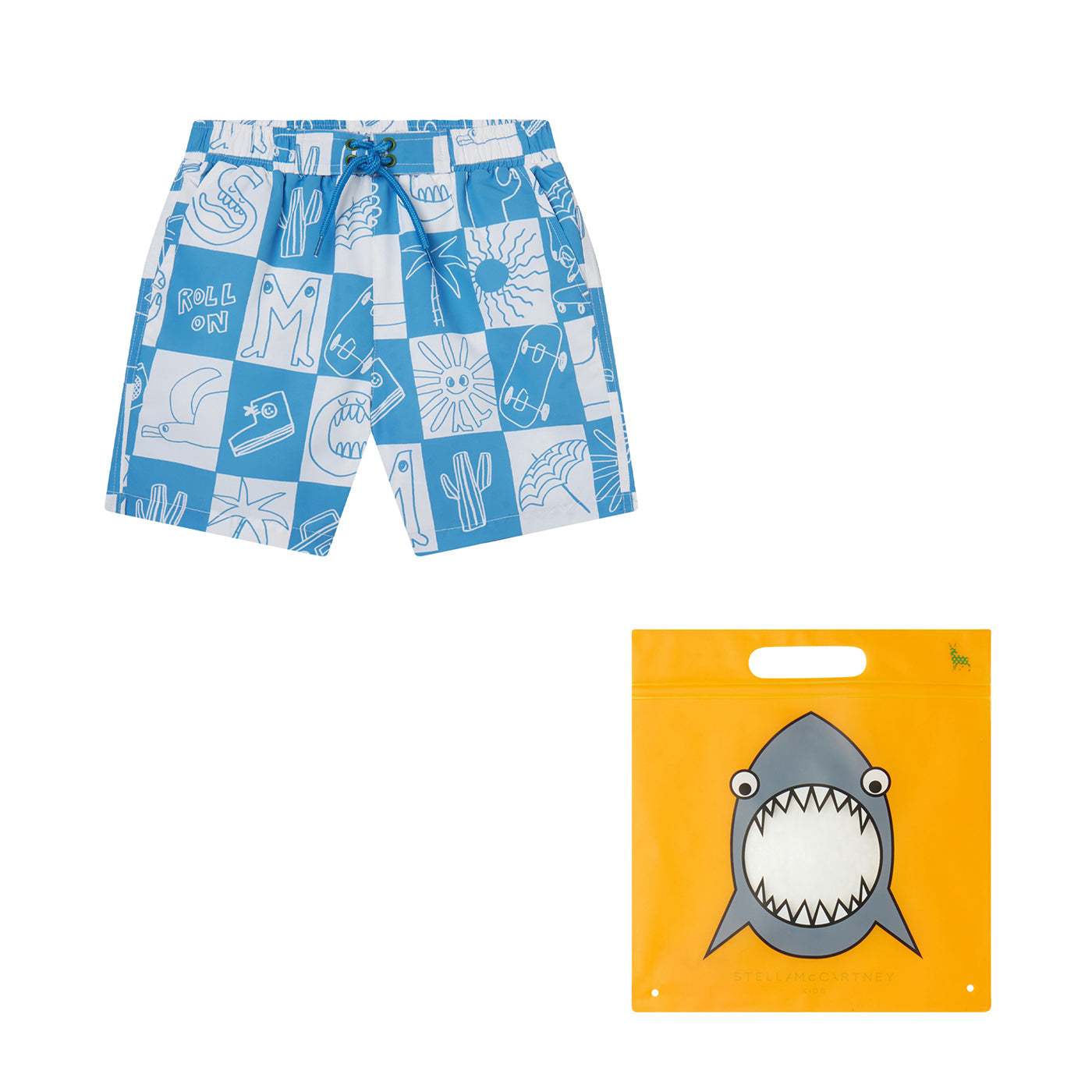 52A.TWCP49_Z2668_676BC # Kids Swimsuit Brand Lettering Squares