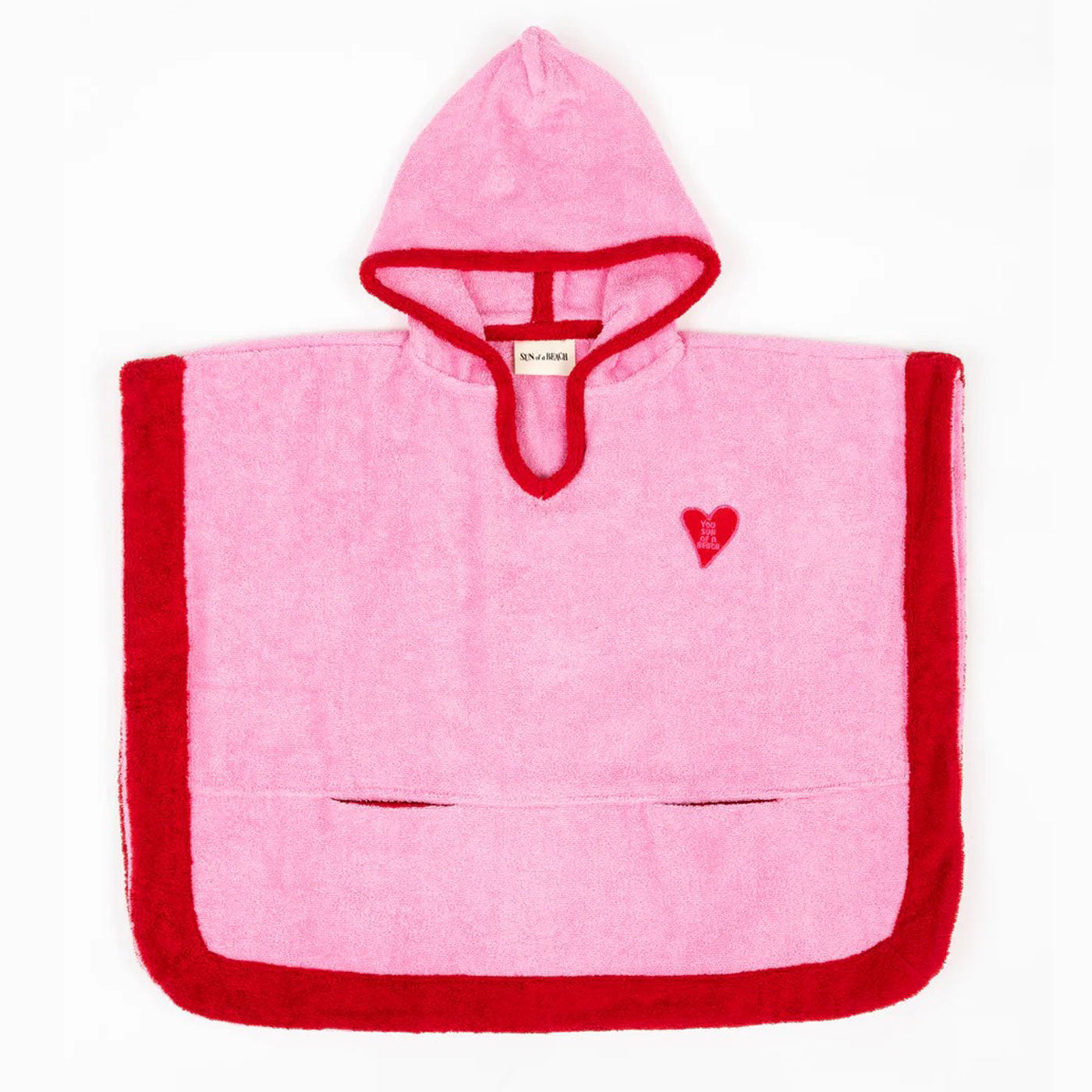 52A.KP/BBP-BRD # Kids Bathrobe Poncho The Heart Bubblegum