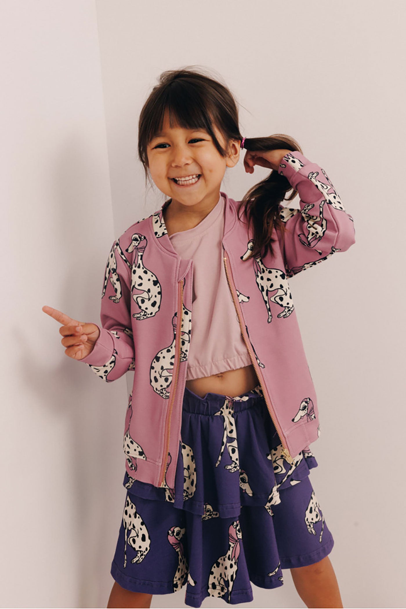 52A.BOMBER_DALM_PNK # Παιδική Ζακέτα Φούτερ Dalmatian Pink