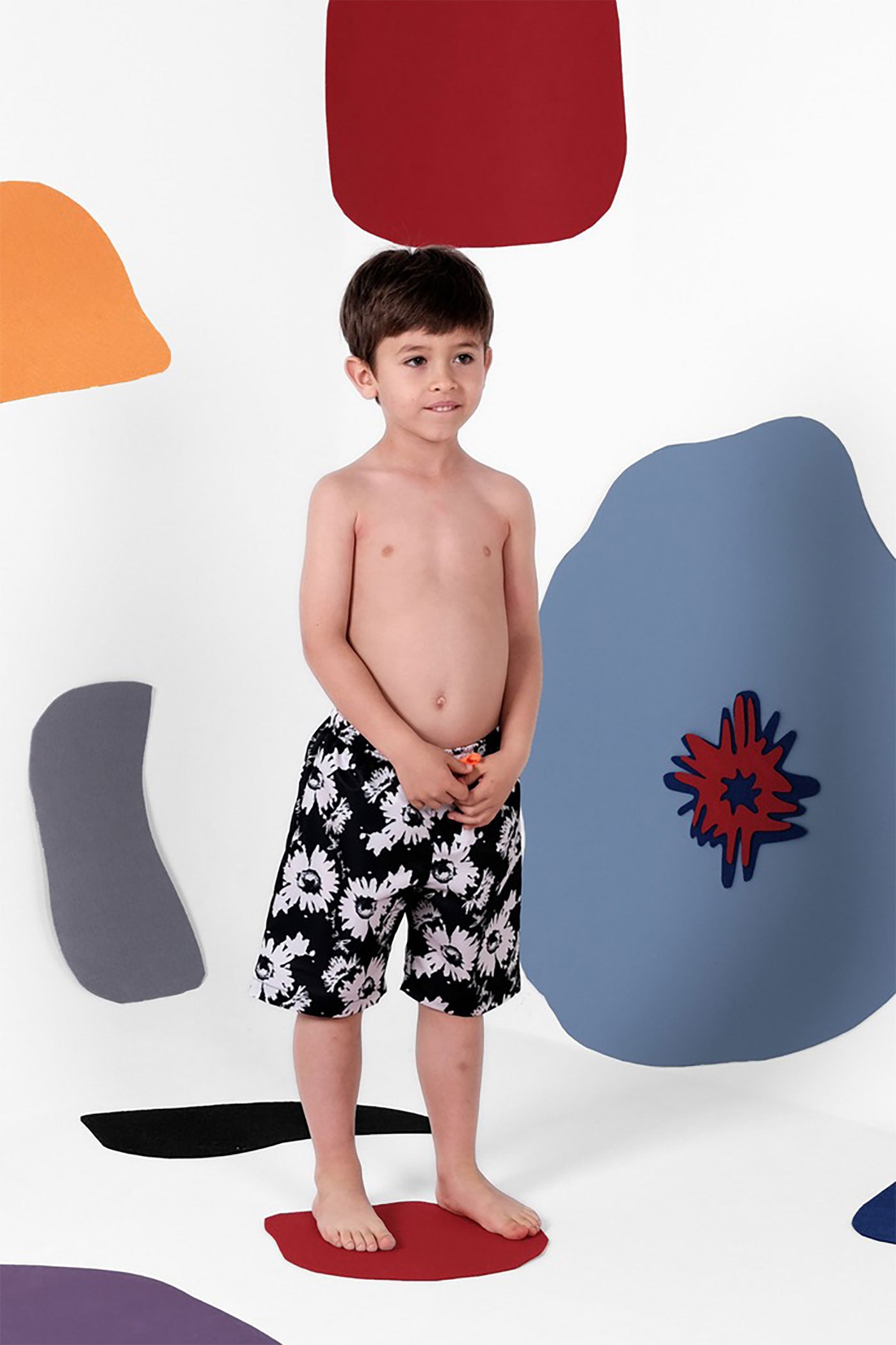 52A.SST01820932502 # Παιδικό Μαγιώ Σορτς Simao Botanical Black