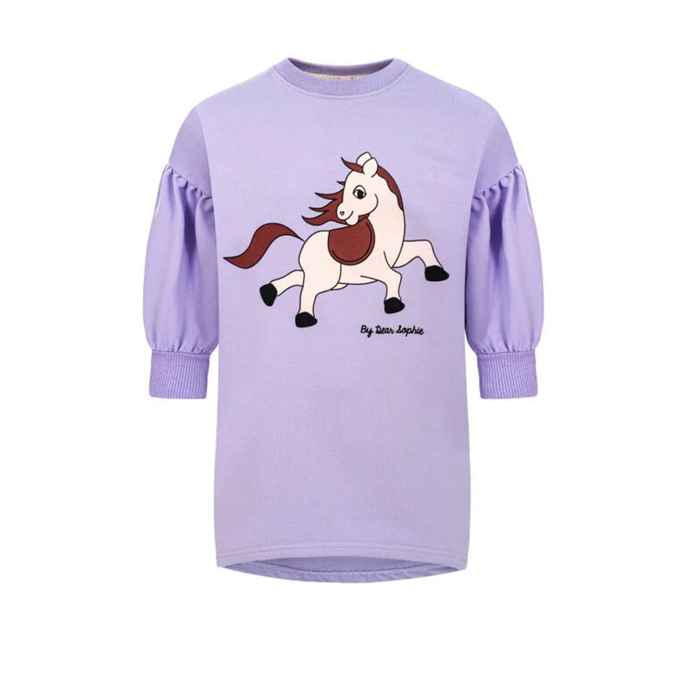 42B.HORSE_TUNIC # Kids Sweatshirt Dress Horse Violet