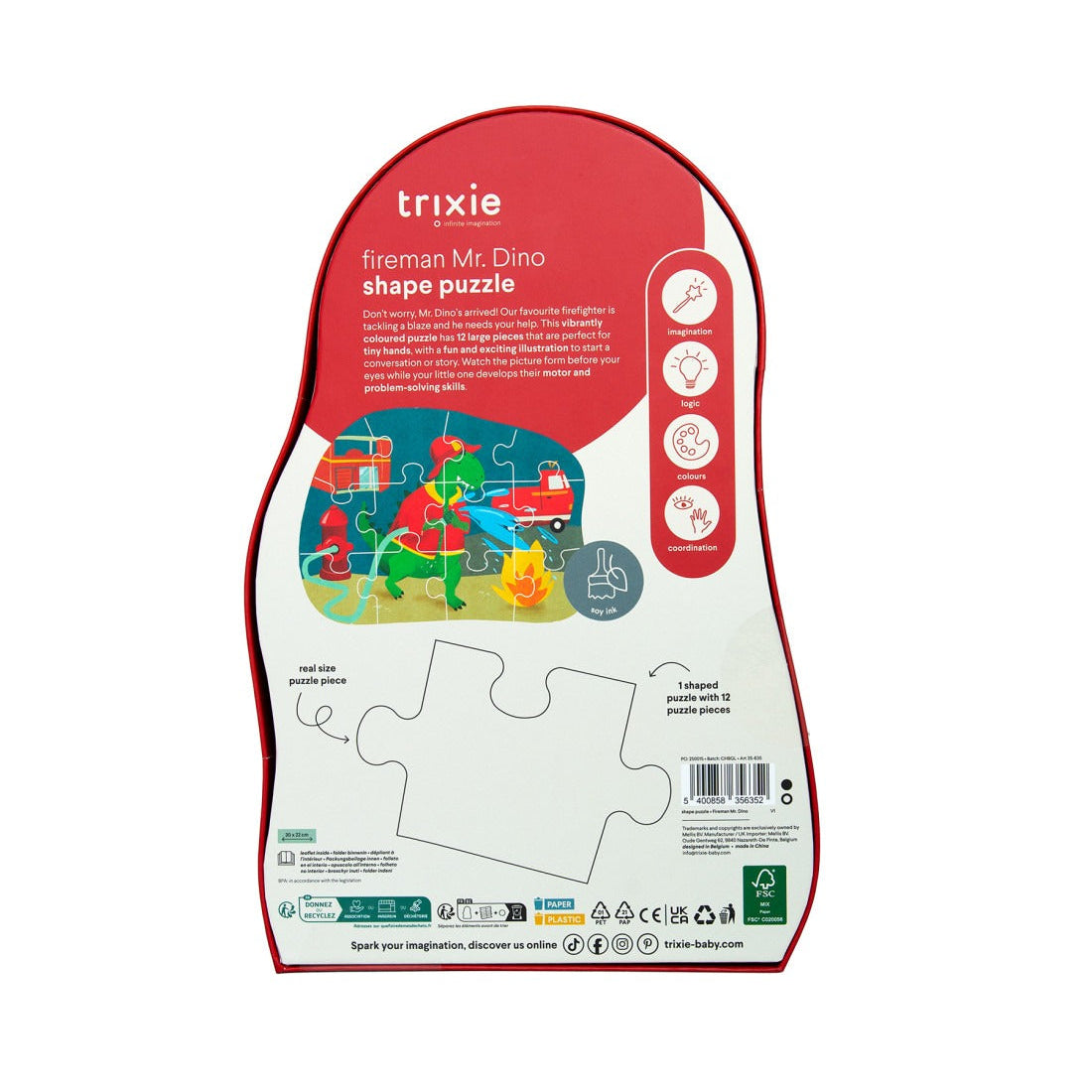 99.T35635 # Kids Puzzle Mr Dino Fireman 12 pcs.