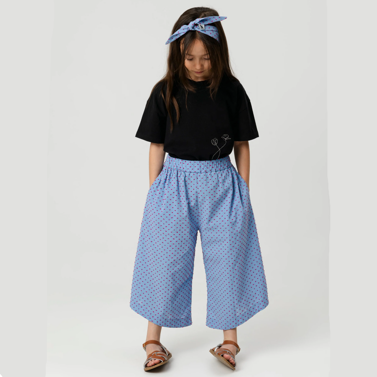 62A.PAWRGTRS0345001 # Kids Asymmetrical Trousers Elsa Ruby Freckles