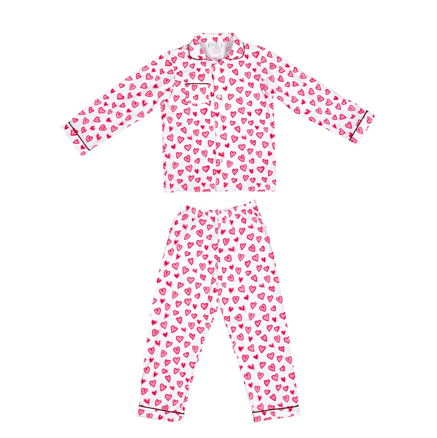 52B.AW25260001P # Kids Long-Sleeved Preppy Pyjamas My Sweet Valentine