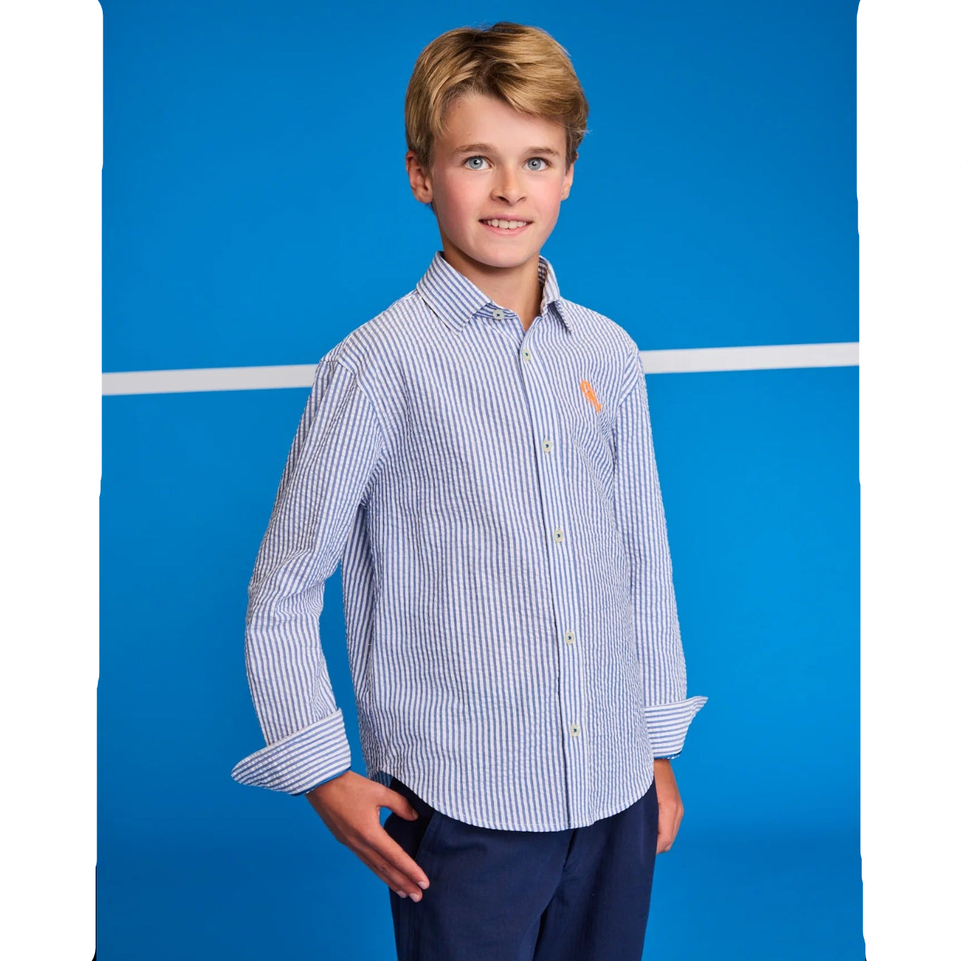 62A.126-2315-622c-749 # Παιδικό Μακρυμάνικο Πουκάμισο Alan Lobster Cobalt Blue