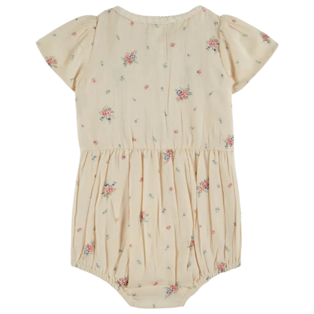 62A.AD081A_PAQUERETTE # Baby Short Sleeve Romper Smocked Printed