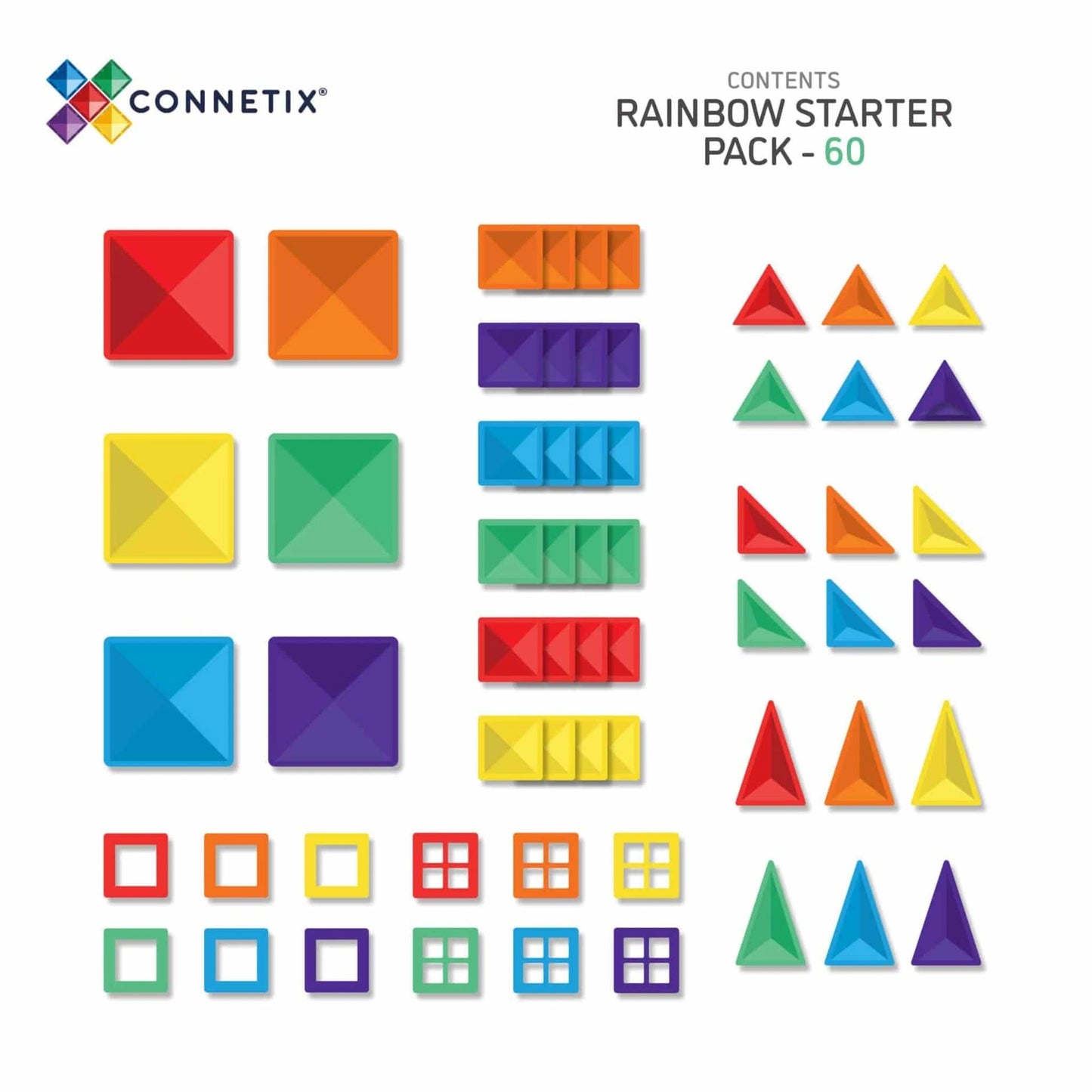 99.CTR00060ST # Magnetic Construction Toy Rainbow Starter 60pc