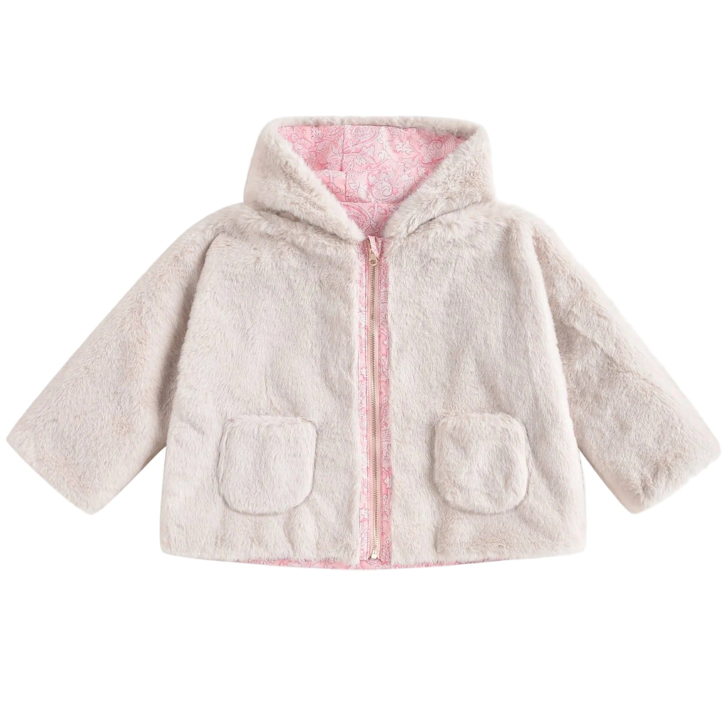 52B.GRC-W25-R0082 # Kids Reversible Jacket Velvet Pink Mountains Avens