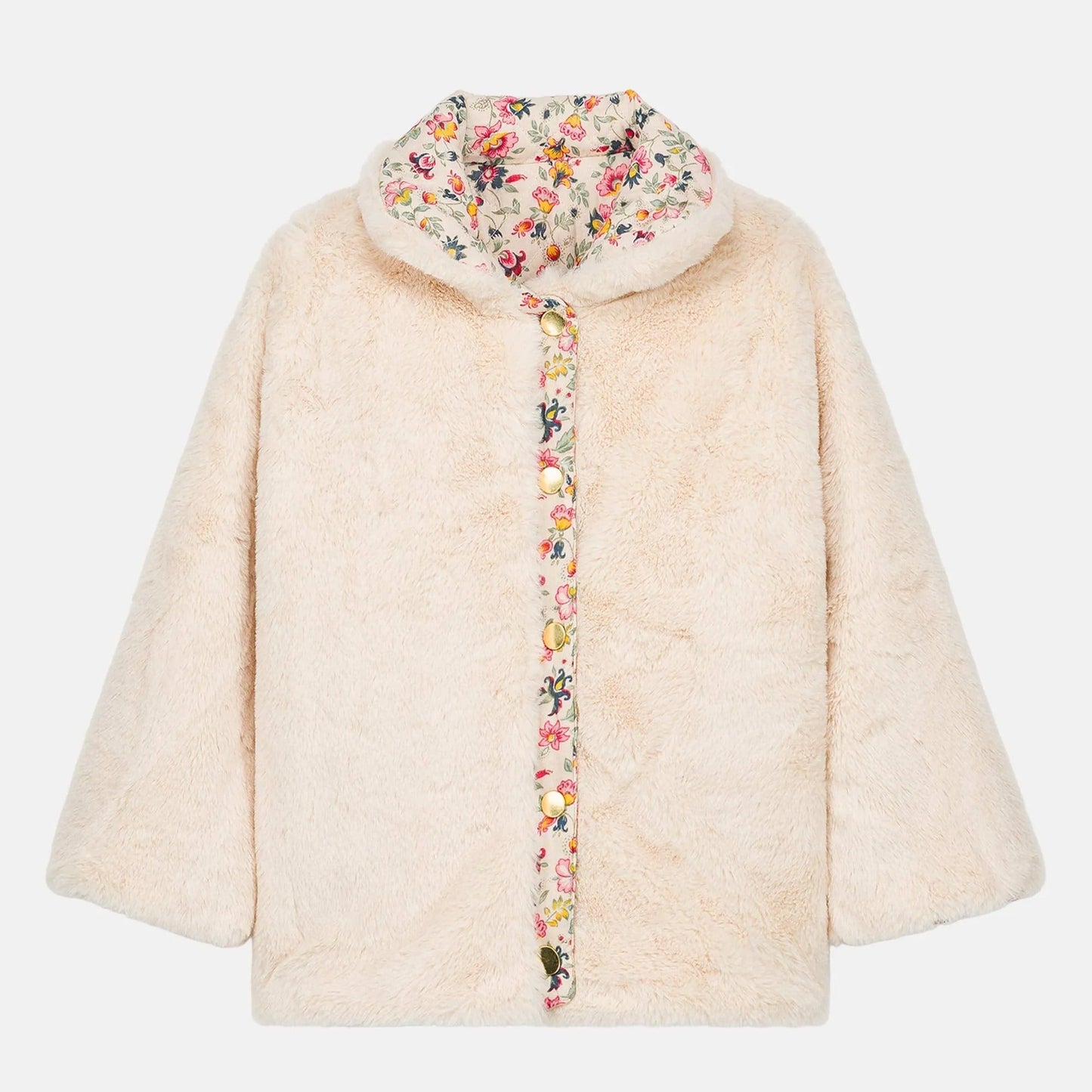 52B.GRI-W25-R0050 # Kids Reversible Coat Dalila Cream Wild Flowers