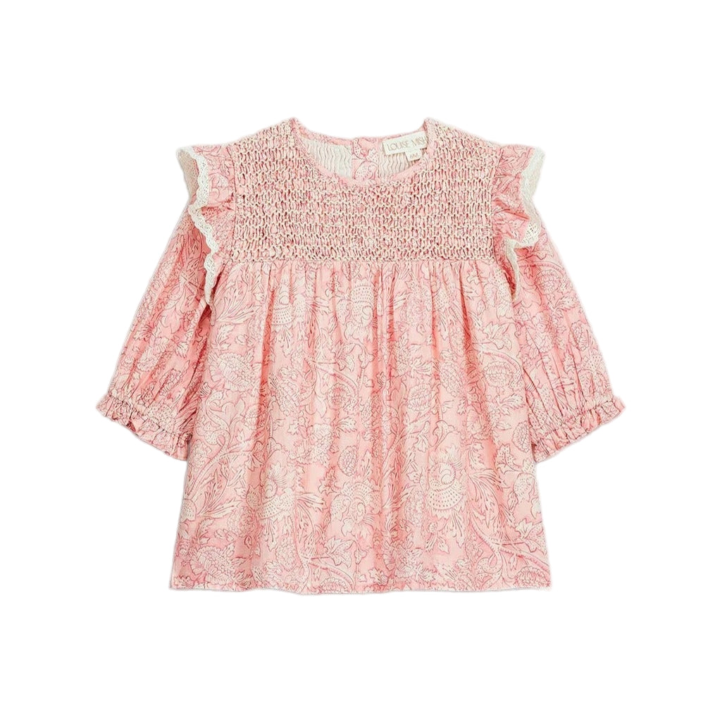 52B.GRI-W25-S0064 # Βρεφικό Μακρυμάνικο Φόρεμα Saralou Pink Mountain Avens