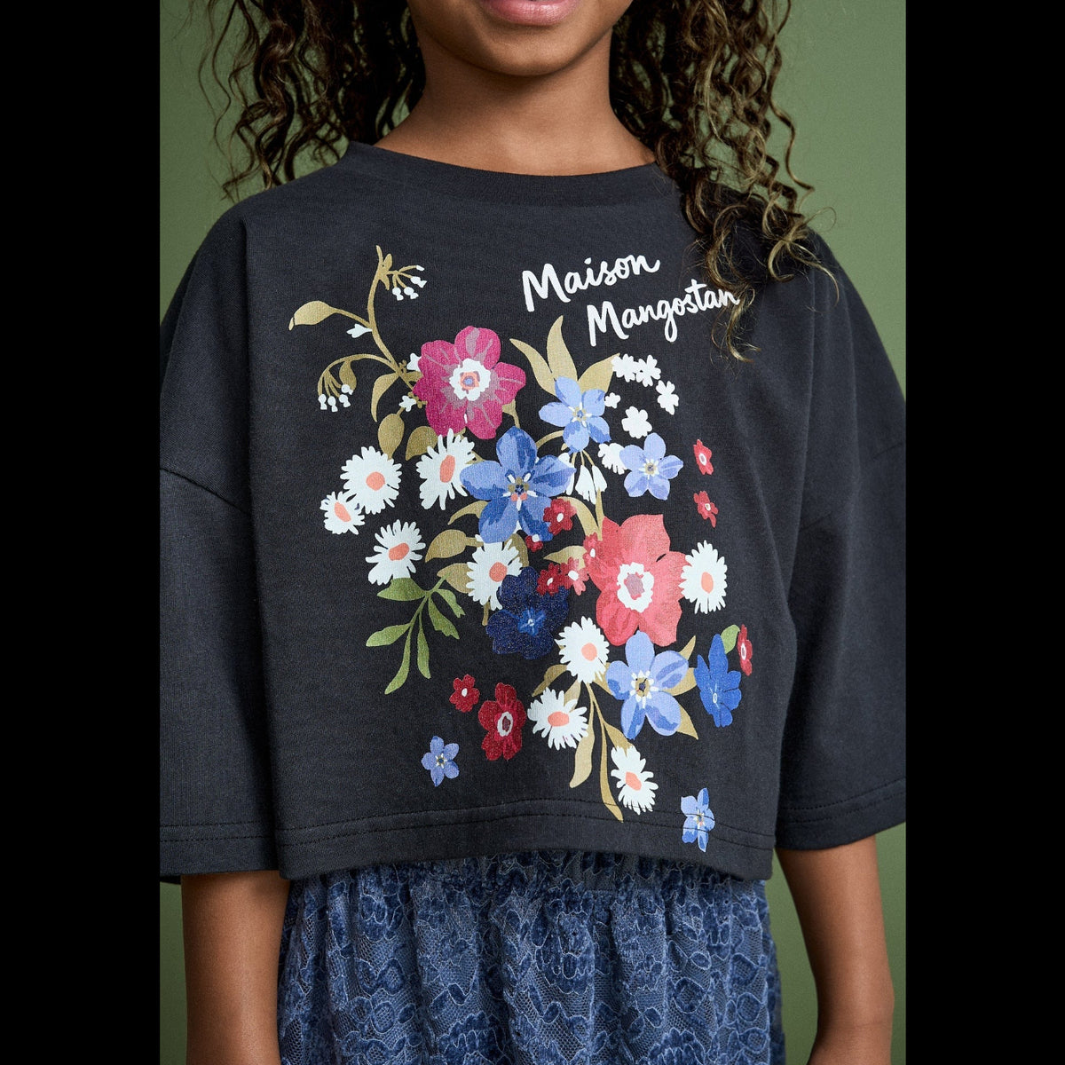 Kids Cropped T-Shirt Florecitas