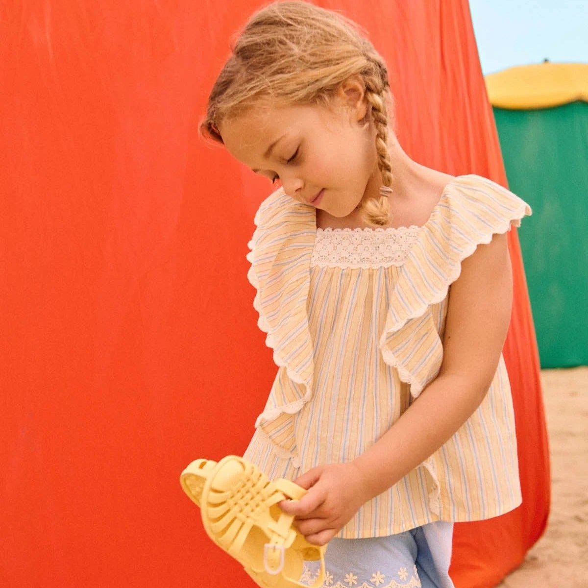 62A.GRI-S26-B0090 # Kids Sleeveless Striped Blouse Gia Yellow Sunny