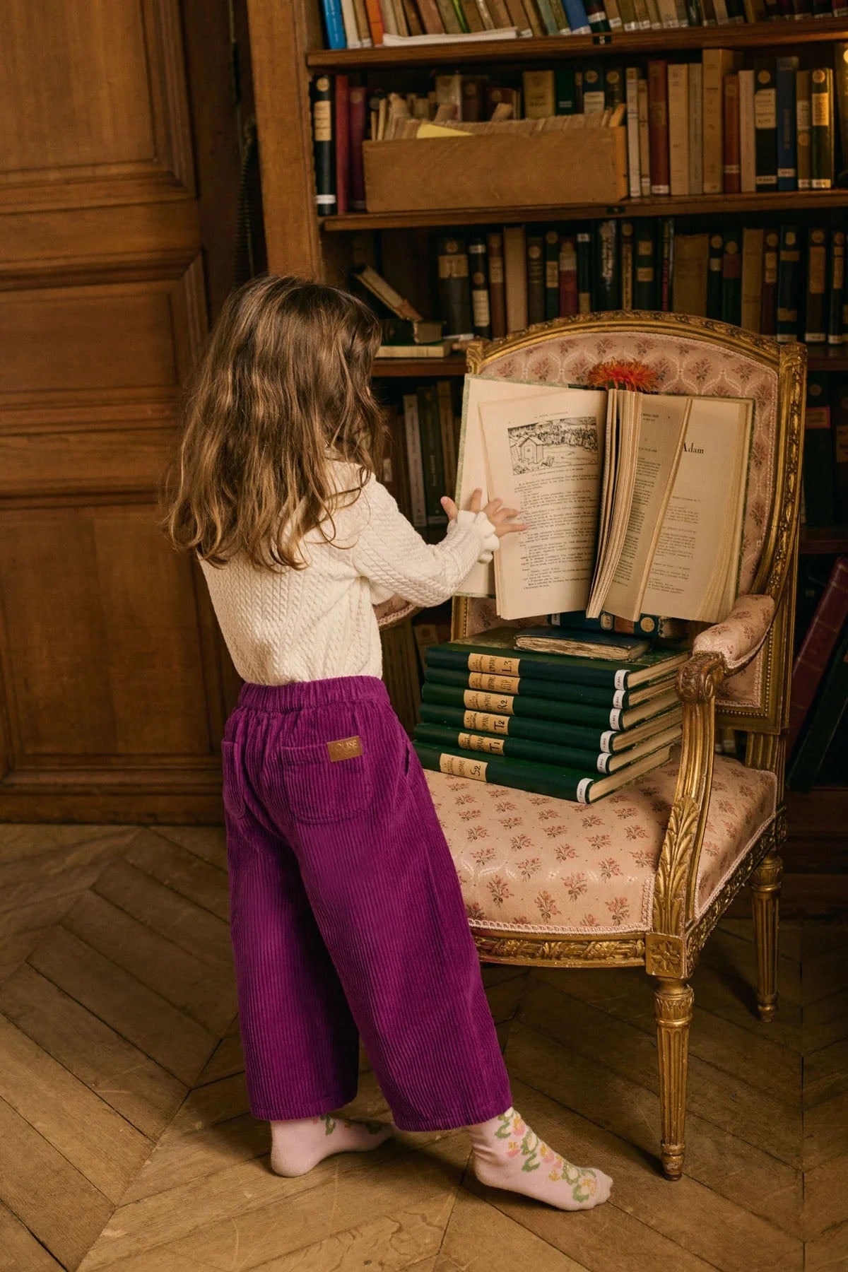 52B.GRI-W25-P0195 # Kids Corduroy Trousers Flor Raspberry