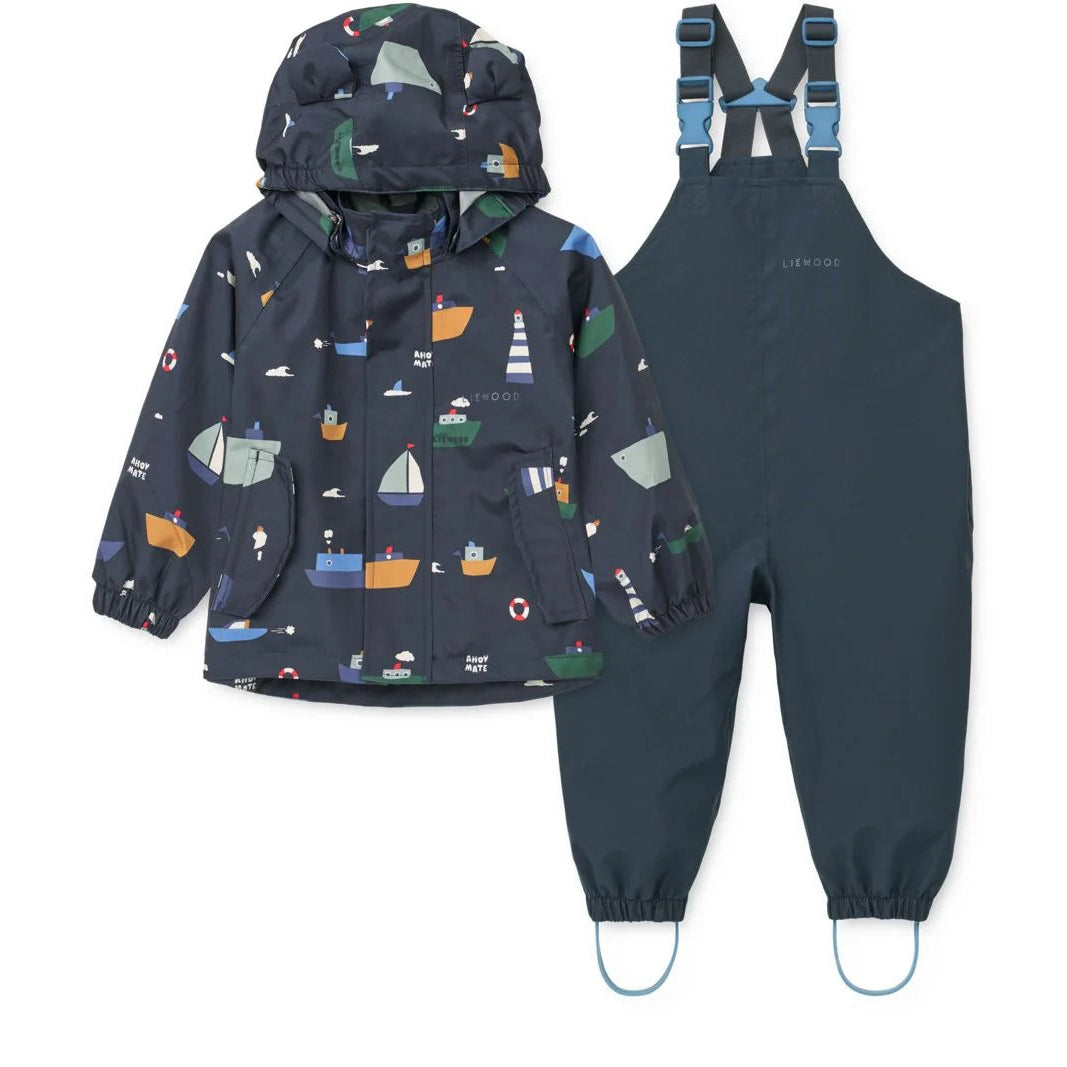 99.LW19910_2617 # Baby Raincoat Set Manu Sailing Classic Navy
