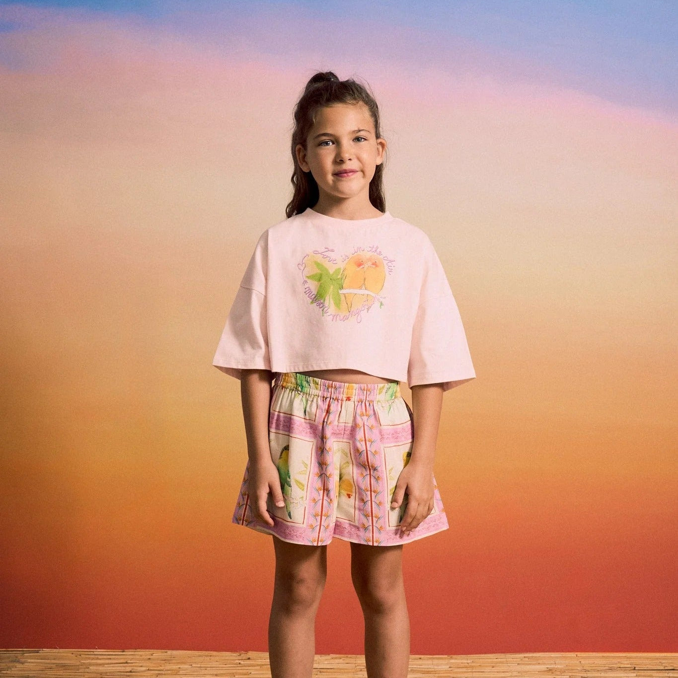 62A.26101105 # Kids Shorts Birds Patchwork Pink