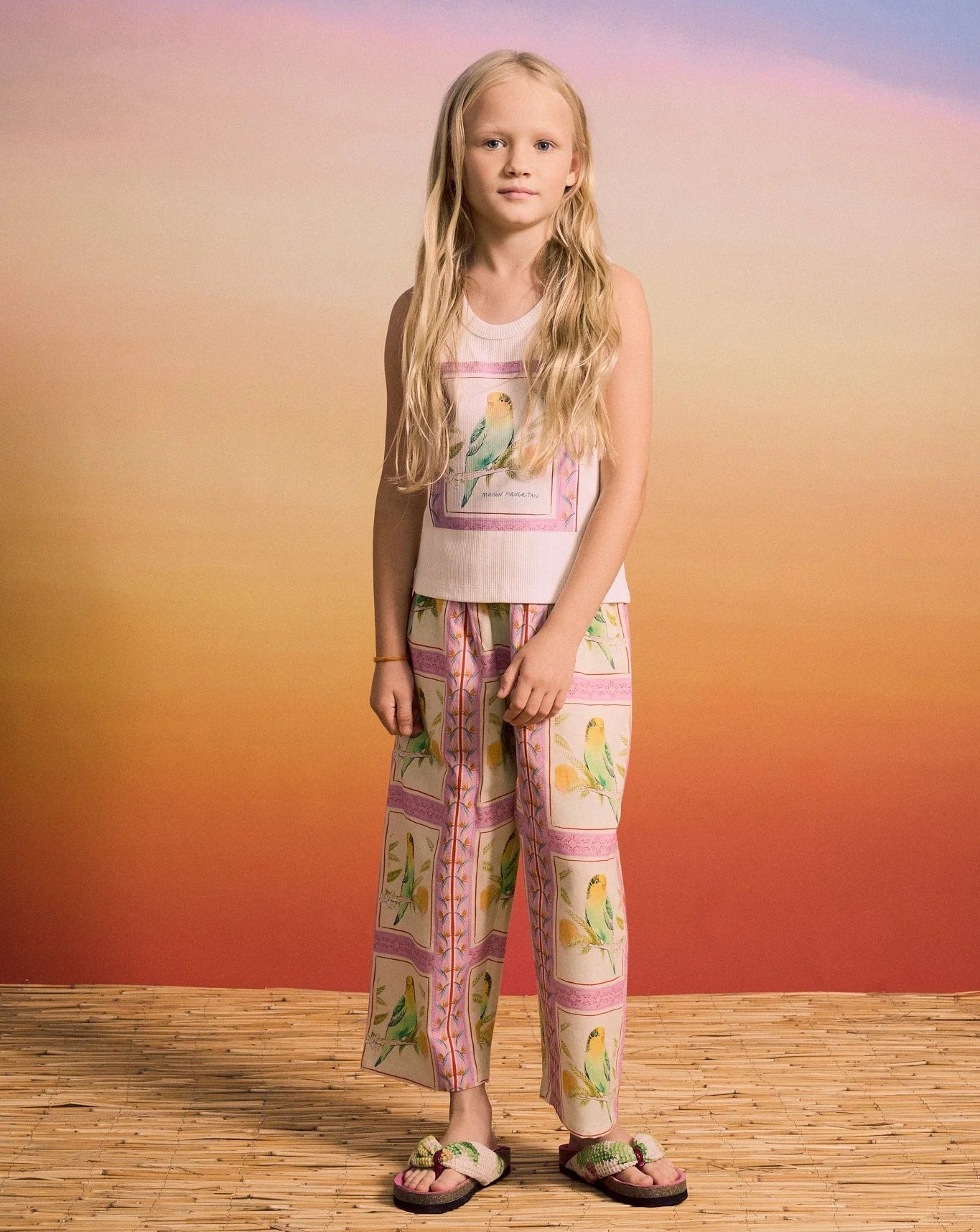 62A.26100603 # Kids Sleeveless Tank Top Birds White