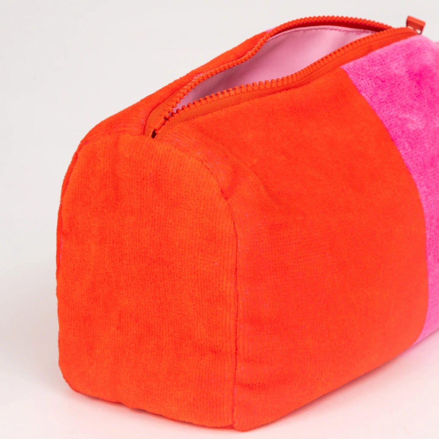 62A.NC/VLV/B/BBP-O # Waterproof Toiletry Bag Cosmo Bicolor Velvet Bubblegum Orange