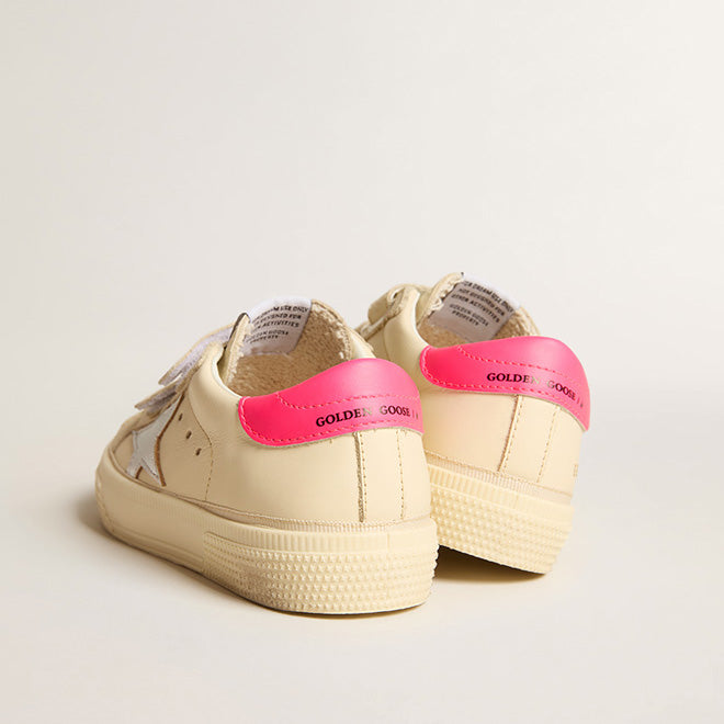 Παιδικό Αθλητικό Παπούτσι Golden Goose Ecru Silver Star & Pink Heel