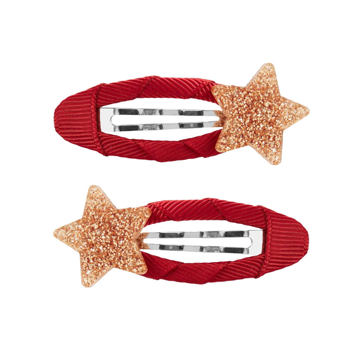 99.HAIRCLIPSTARGOLDRED # Kids Hair Clips Golden Stars