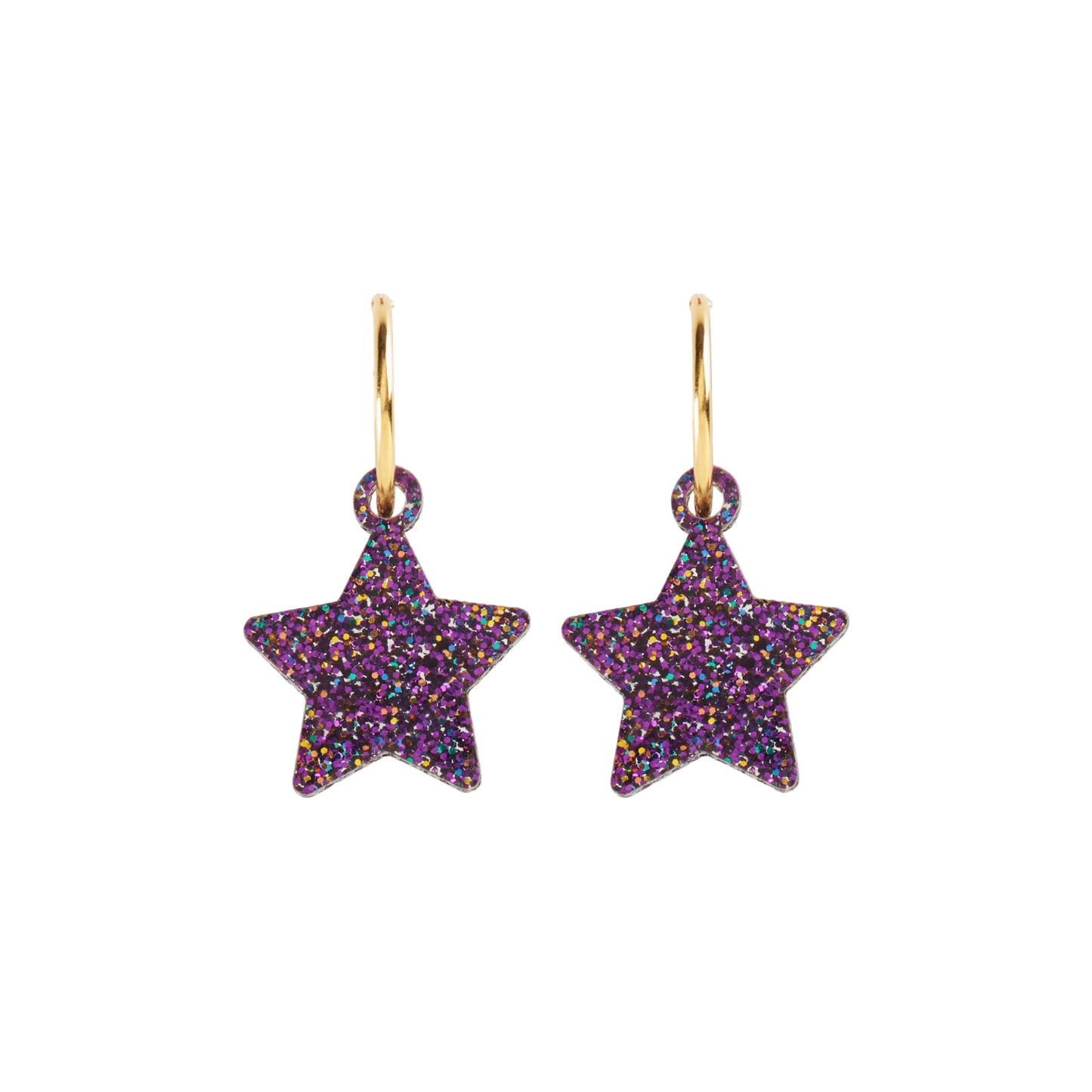 99.EARSTARPURPLEGL # Kids Star Purple Earrings