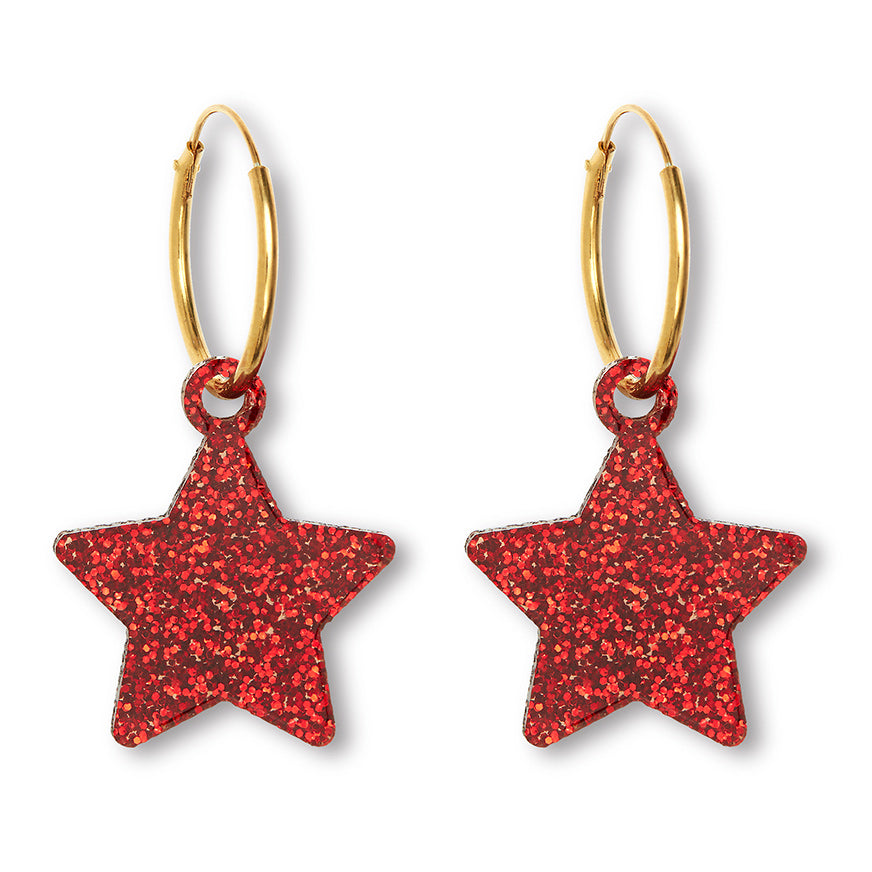 Kids Earrings Star Red